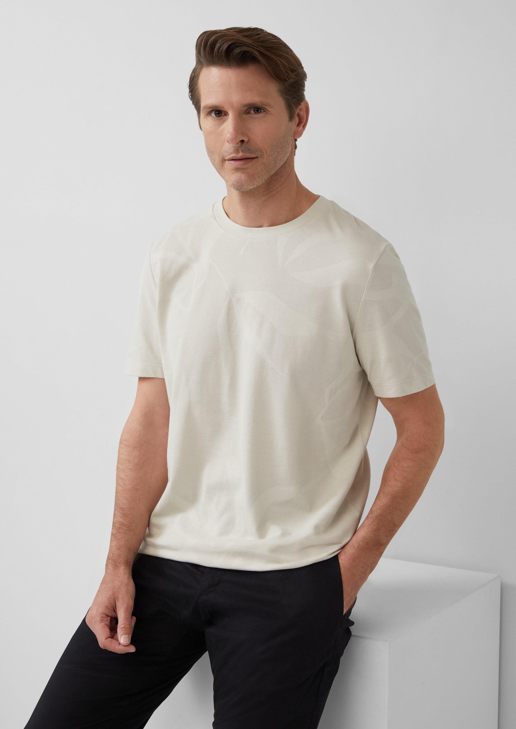 s.Oliver Kurzarmshirt T-Shirt Jacquard-T-Shirt mit floraler Struktur