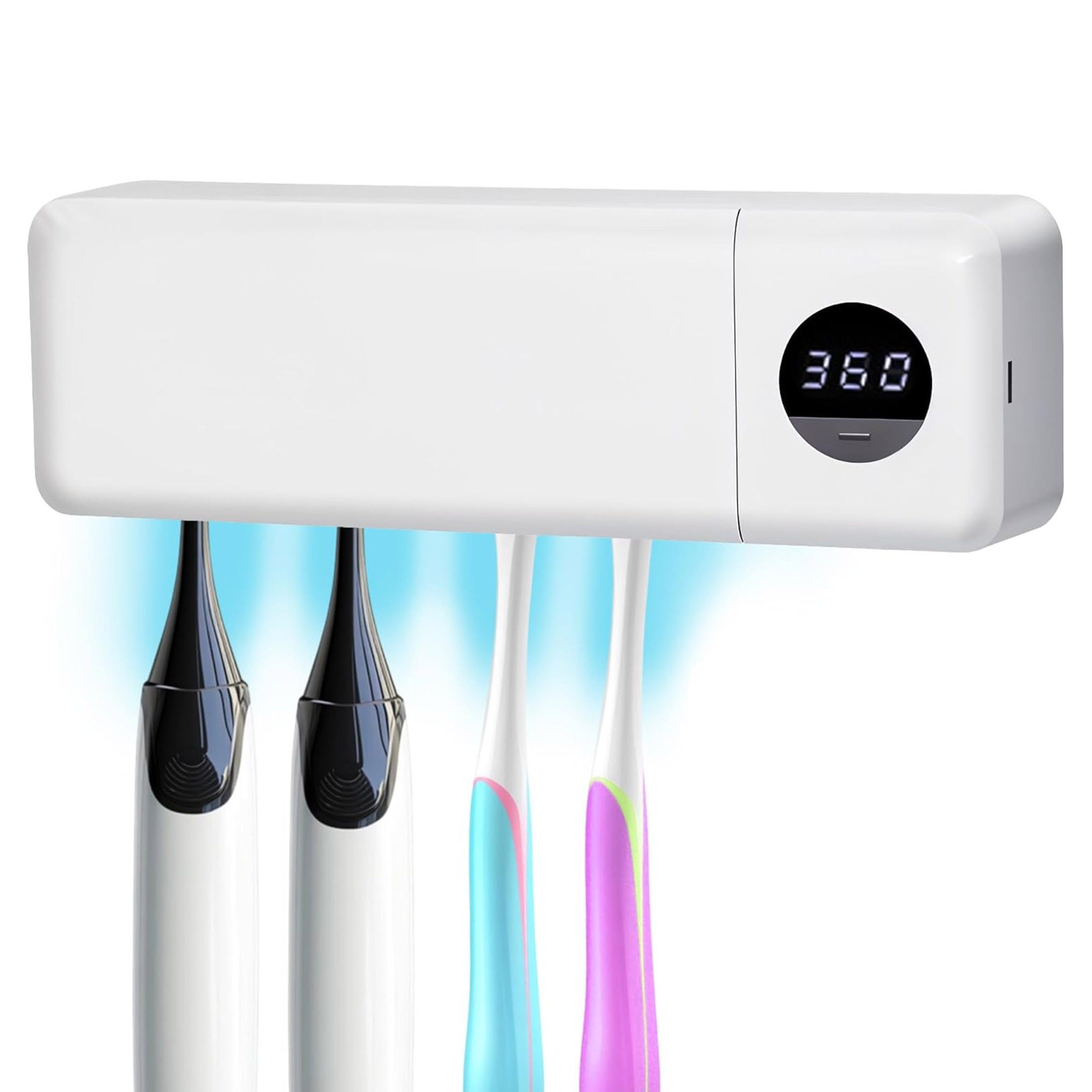 KINSI Zahnputzbecher UV-C Zahnbürstenhalter 4 Fächer, wiederaufladbar, Wandhalter