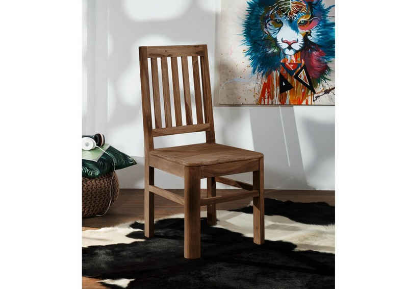 Massivmoebel24 Holzstuhl »TORONTO« (45x45x100 Sheesham / Akazie montiert, Stuhl aus massiven Echtholz mit abgerundeten Kanten, moderner Stil), abgerundete Kanten, Maserung
