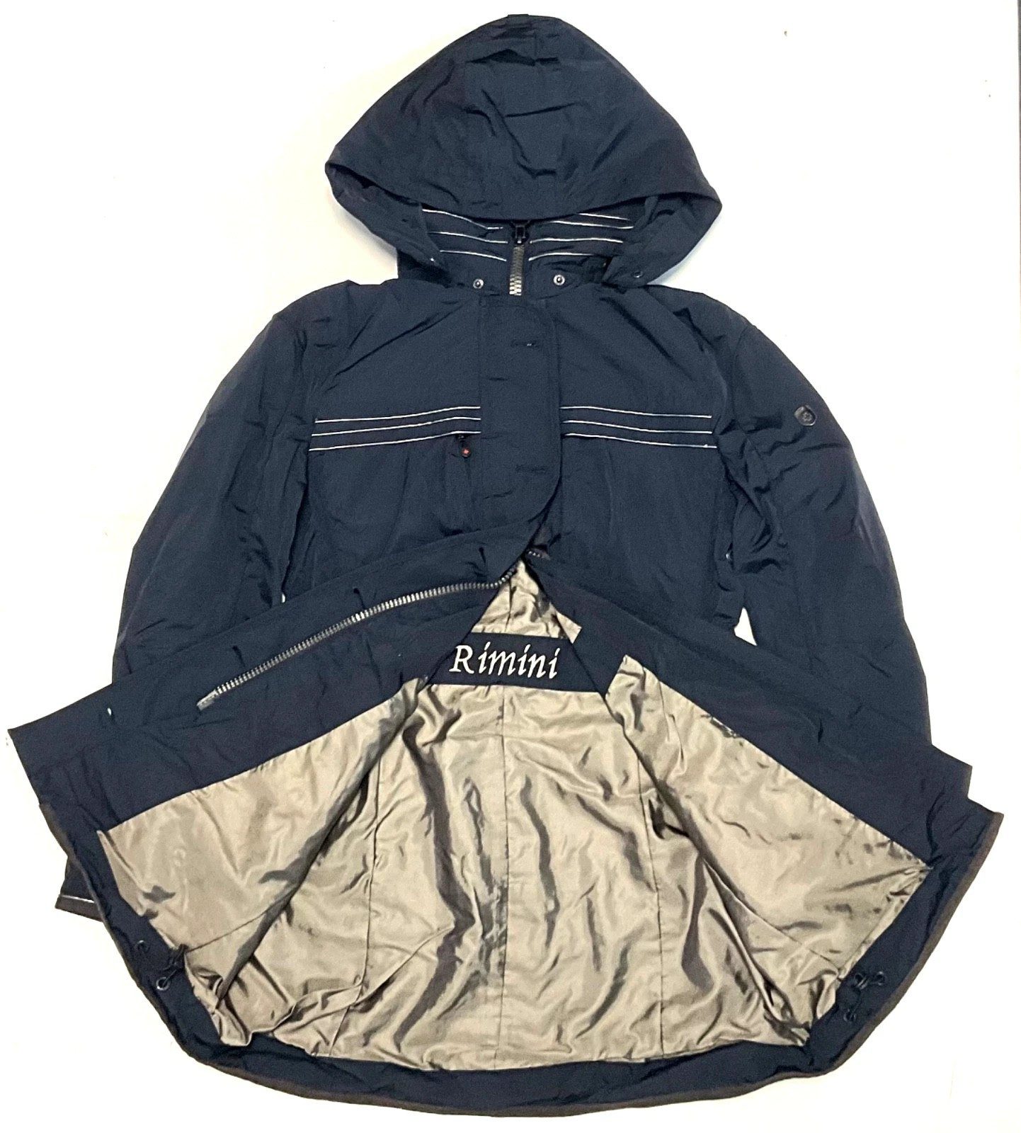 Wellensteyn Langjacke Wellensteyn Damen Übergangsmantel RIMINI RIMI-382, Darknavy abnehmbarer Kapuze, in Unifarbe