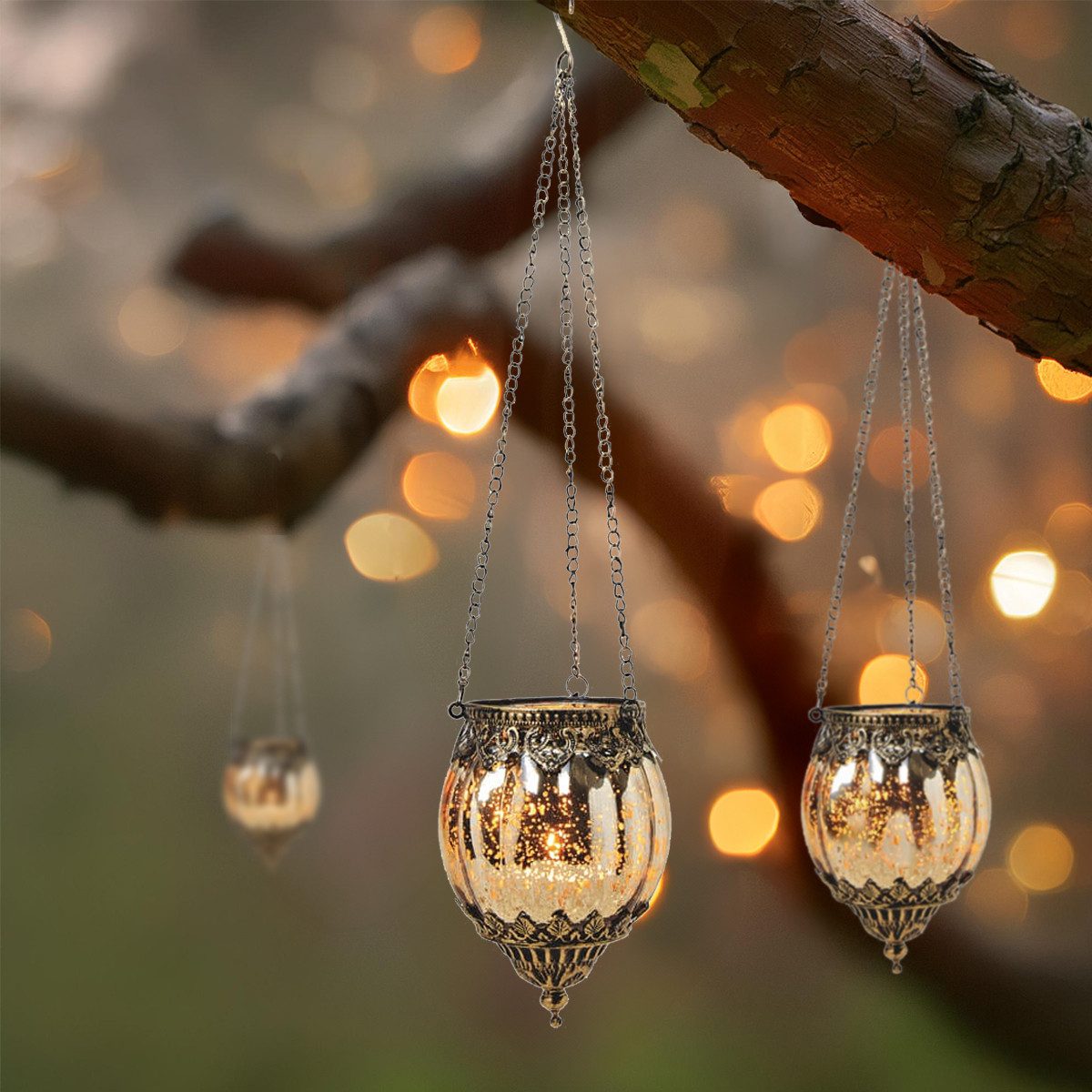 matches21 HOME & HOBBY Bilderrahmen Vintage Kerzenglas zum Hängen Windlicht Laterne, gold in 16 cm, Moderner Glas Kerzenhalter als Wohnzimmer Balkon Hochzeit Hä – Bild 3 von 5