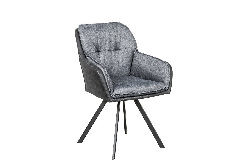 riess-ambiente Armlehnstuhl MR. LOUNGER hellbraun – Microfaser, mit Armlehne, Metall-Beine, 180° drehbar mit Rückholmechanik – ideal für Esszimmer oder Büro
