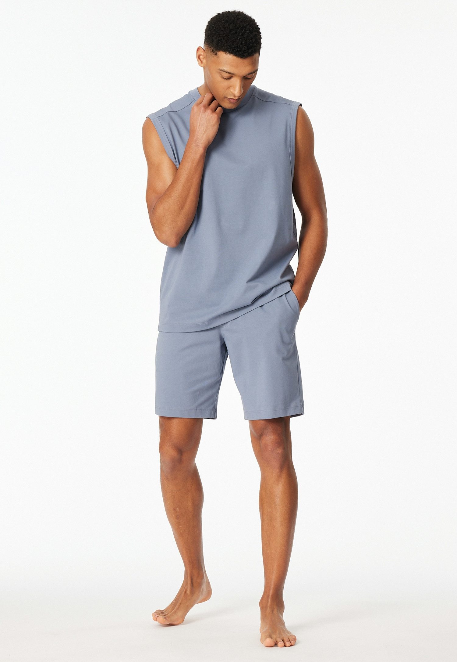 Schiesser Shorty Modern Nightwear (2 tlg) mit Rundhalsausschnitt und ärmellos, leichter Oversize-Fit – Bild 4 von 5