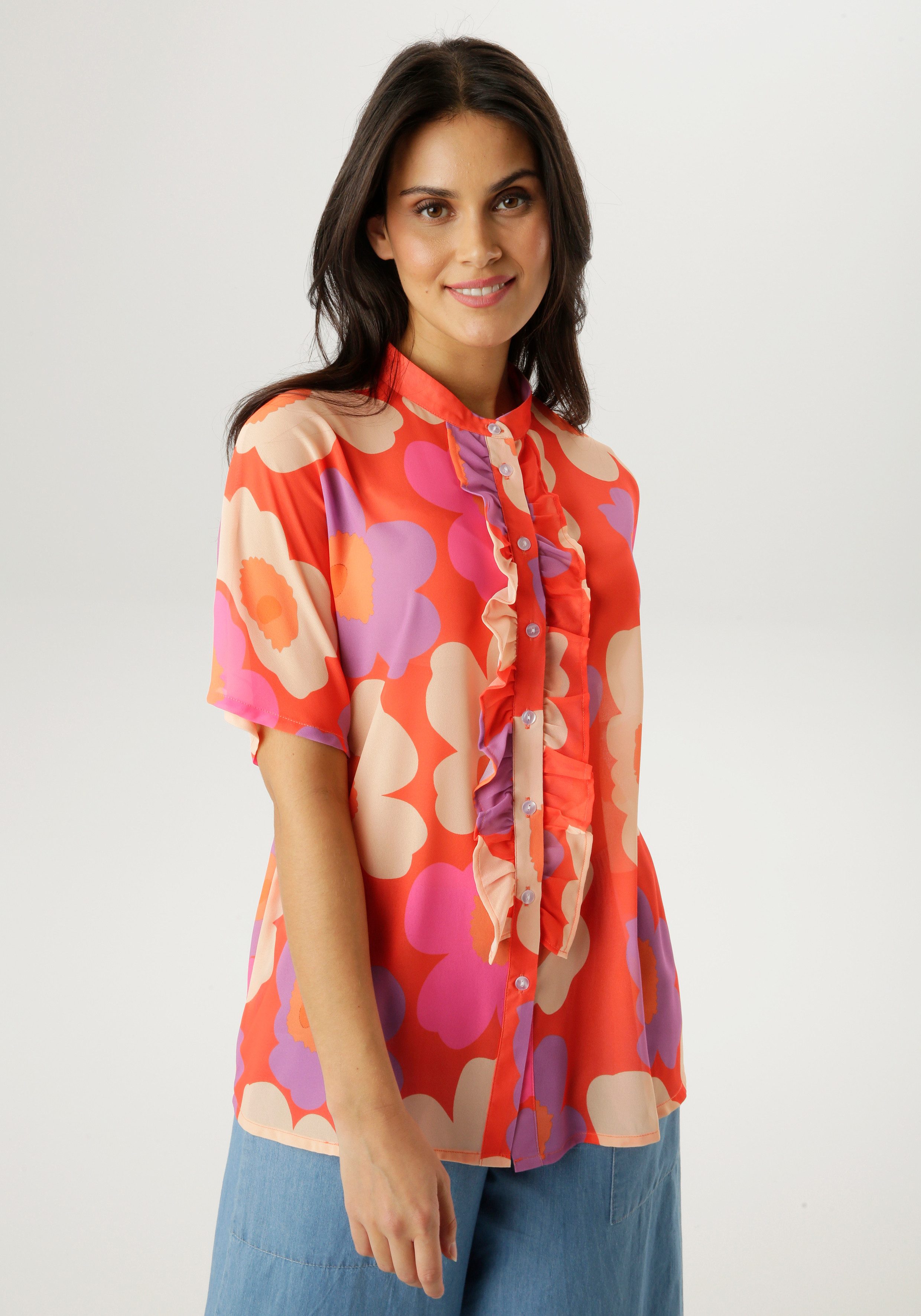 Aniston SELECTED Chiffonbluse kleiner Stehkragen und längs verlaufende Volants - NEUE KOLLEKTION. € 39,99, (€ 39,99 pro 1 Stk).