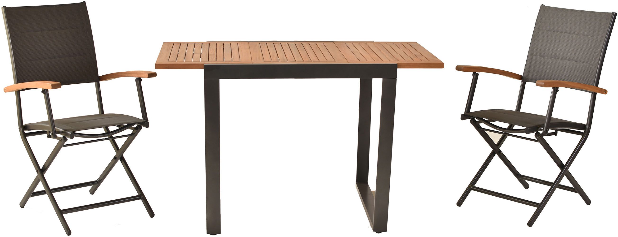 MERXX Balkonset »Paxos«, (Set, 3-tlg), Armlehnen und Tischplatte aus Akazienholz