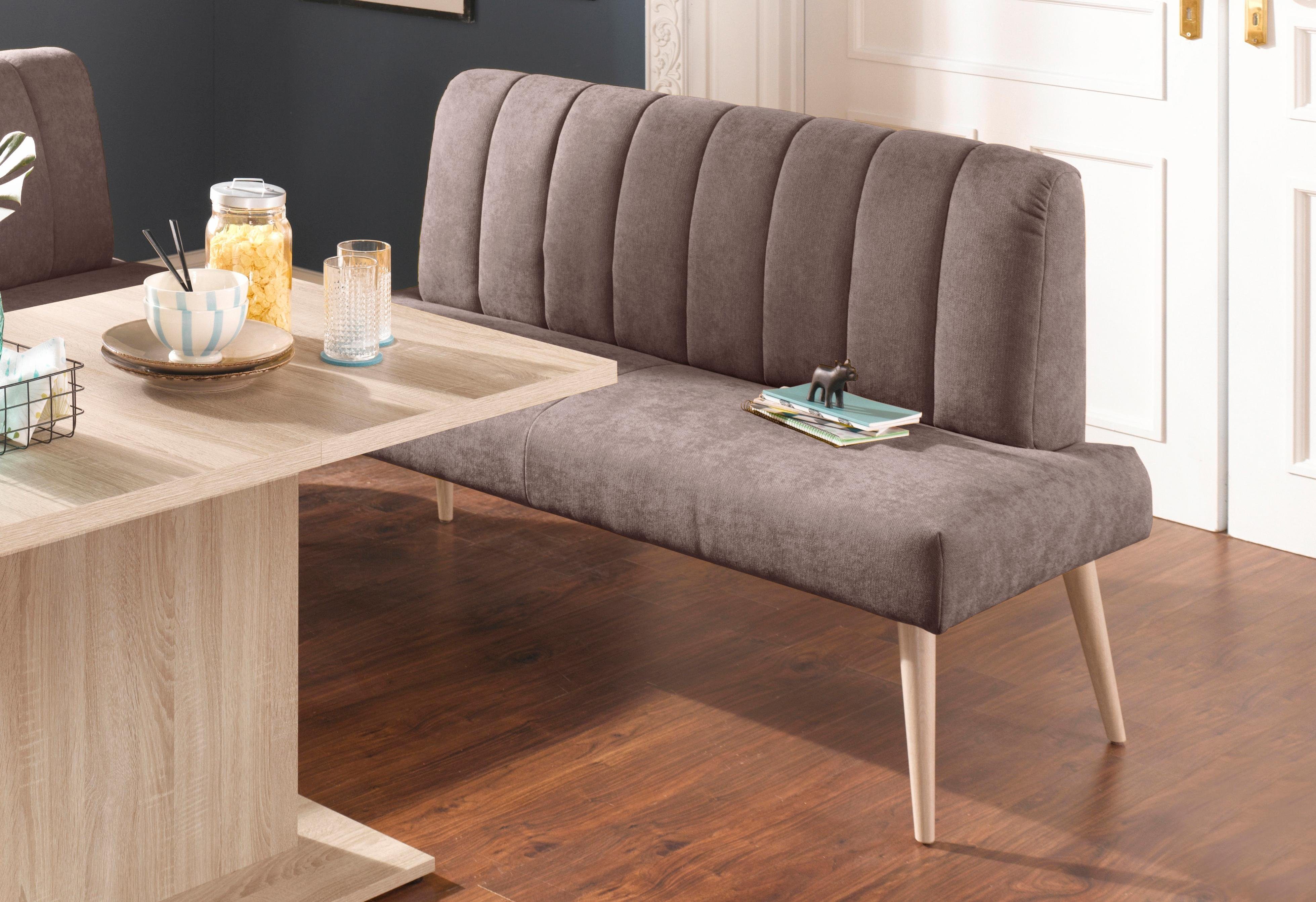 exxpo - sofa fashion Sitzbank Costa, moderne Rückensteppung, bequem und elegant, hoher Holzfuß, hochwertige Detailverarbeitung, Frei im Raum stellbar