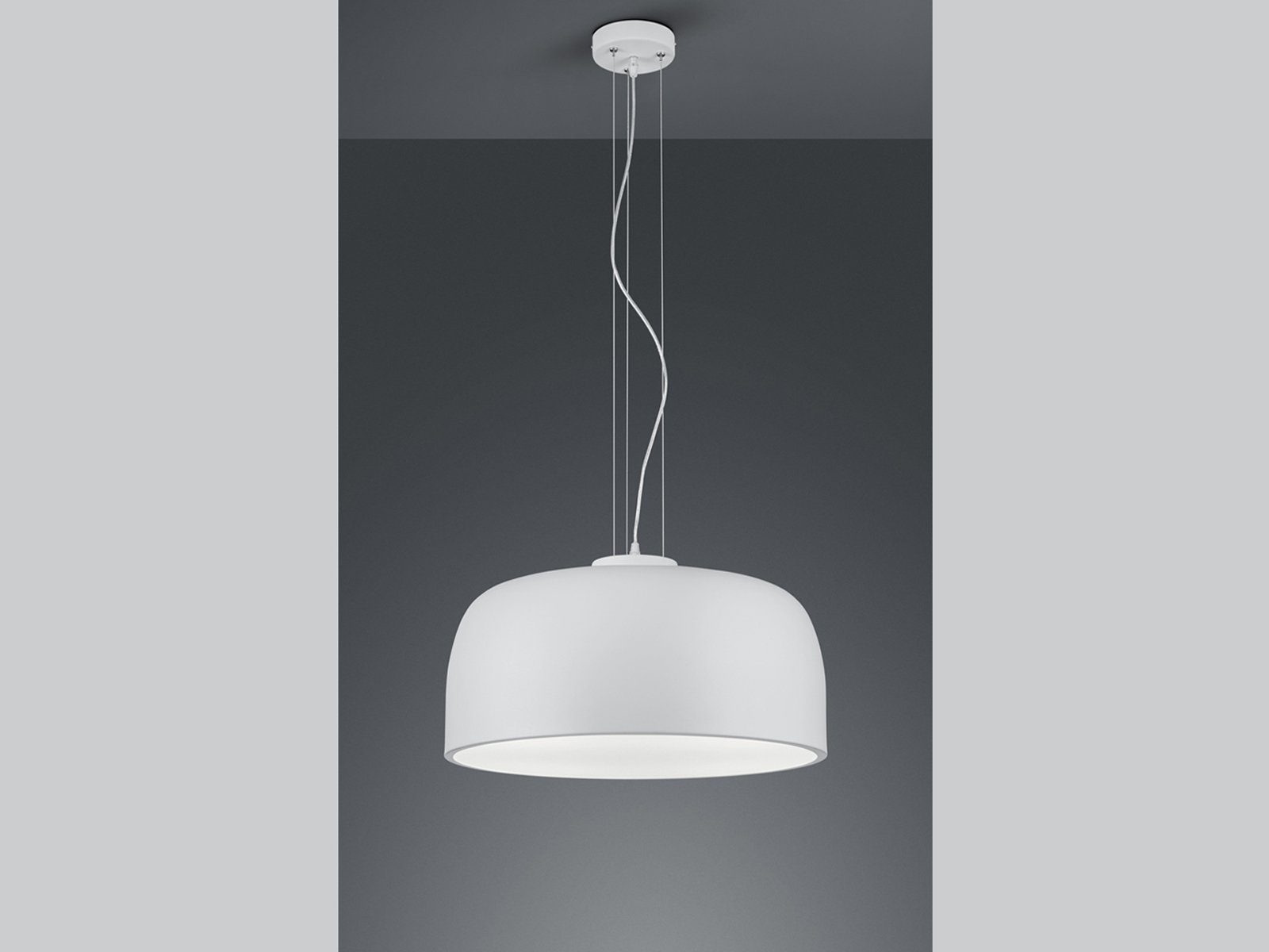 LED Ø Weiß, hängend, 52cm über Pendelleuchte, Metall Esstisch-lampe groß Warmweiß, meineWunschleuchte LED wechselbar, Design-klassiker