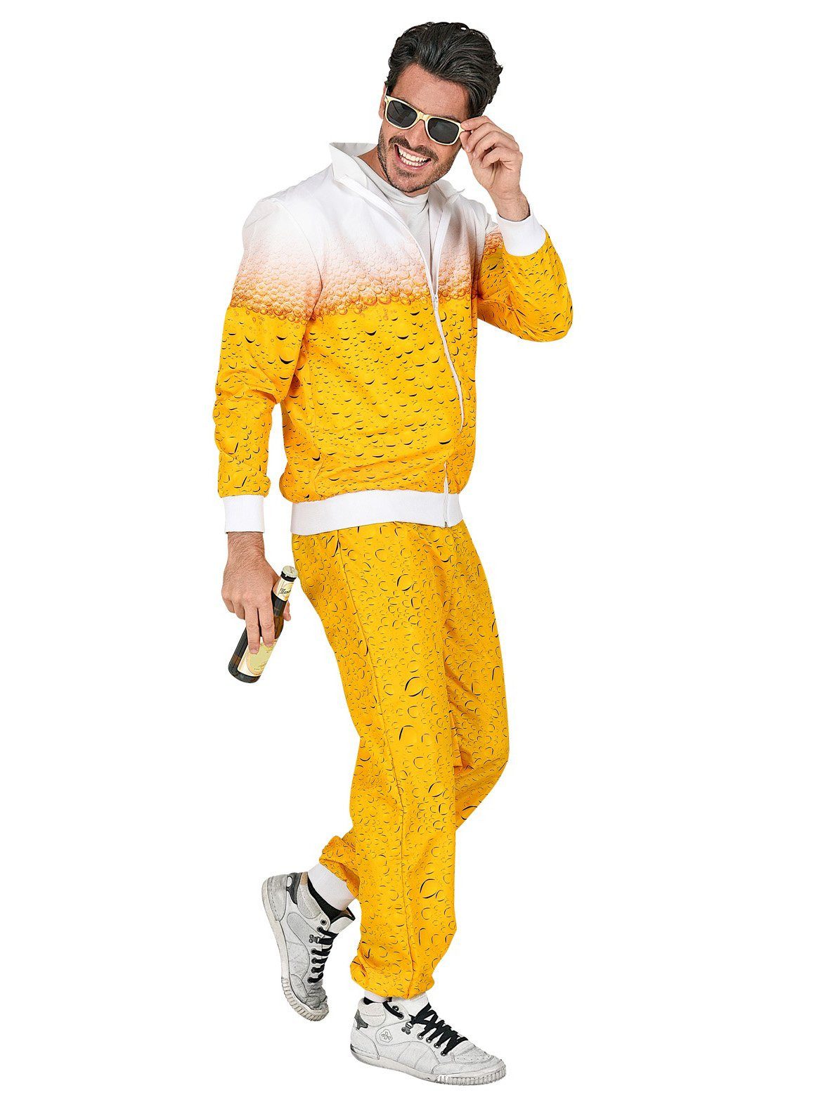Widdmann Lebensmittel-Kostüm Bier Jogginganzug, Bierbauch kann ja jeder - hier gibt's den Bierkörper!