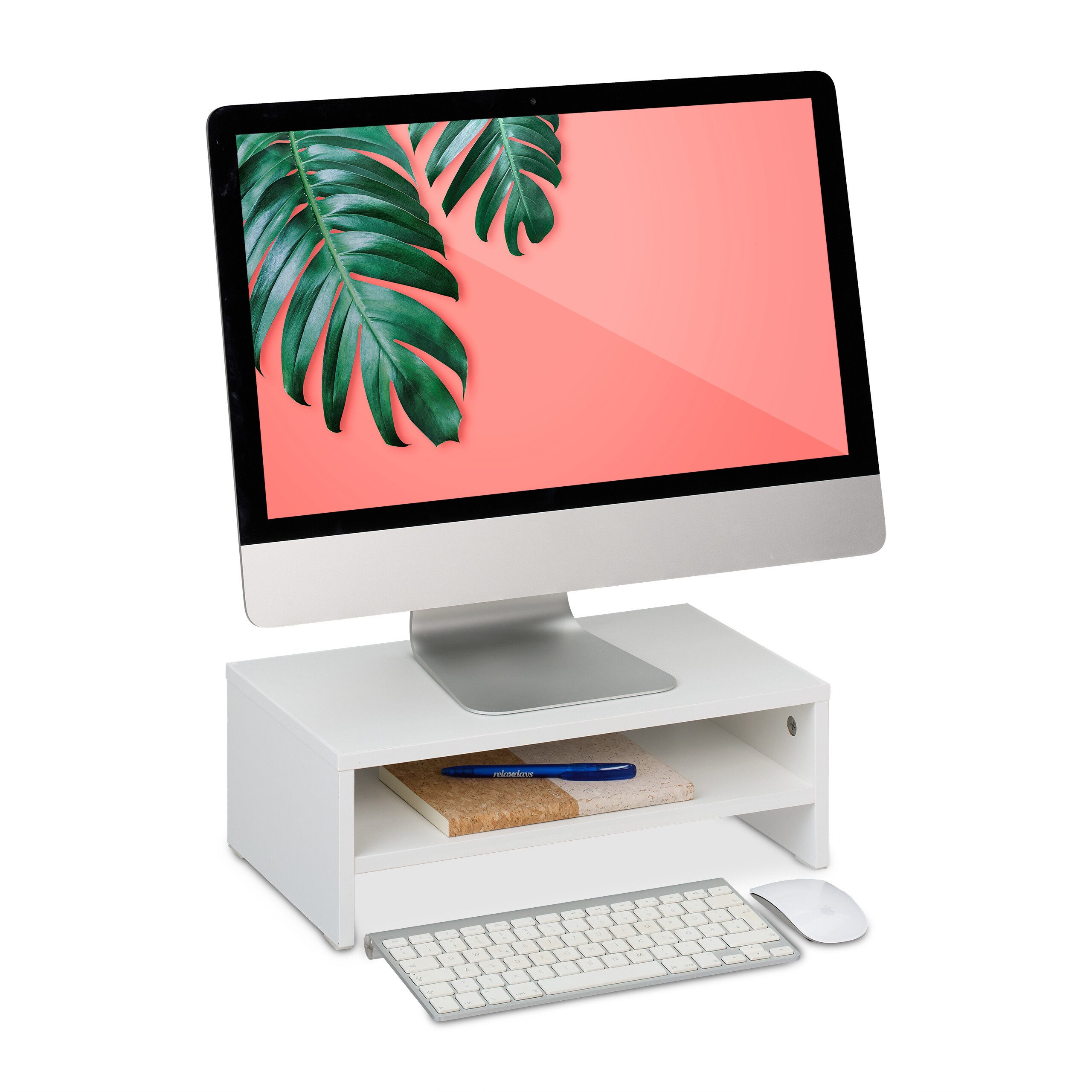 relaxdays Monitorständer mit Fach, (1-tlg)