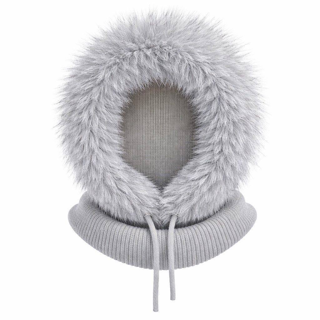 soma Modeschal Kapuzenschal Damen&Herren mit Kunstfell Winter Schal Kapuze grau, (Set, 1-St. Schal mit Mütze), Kapuzenkragen mit Bindeband Weich gefüttert,winddicht Schal mit Kapuze