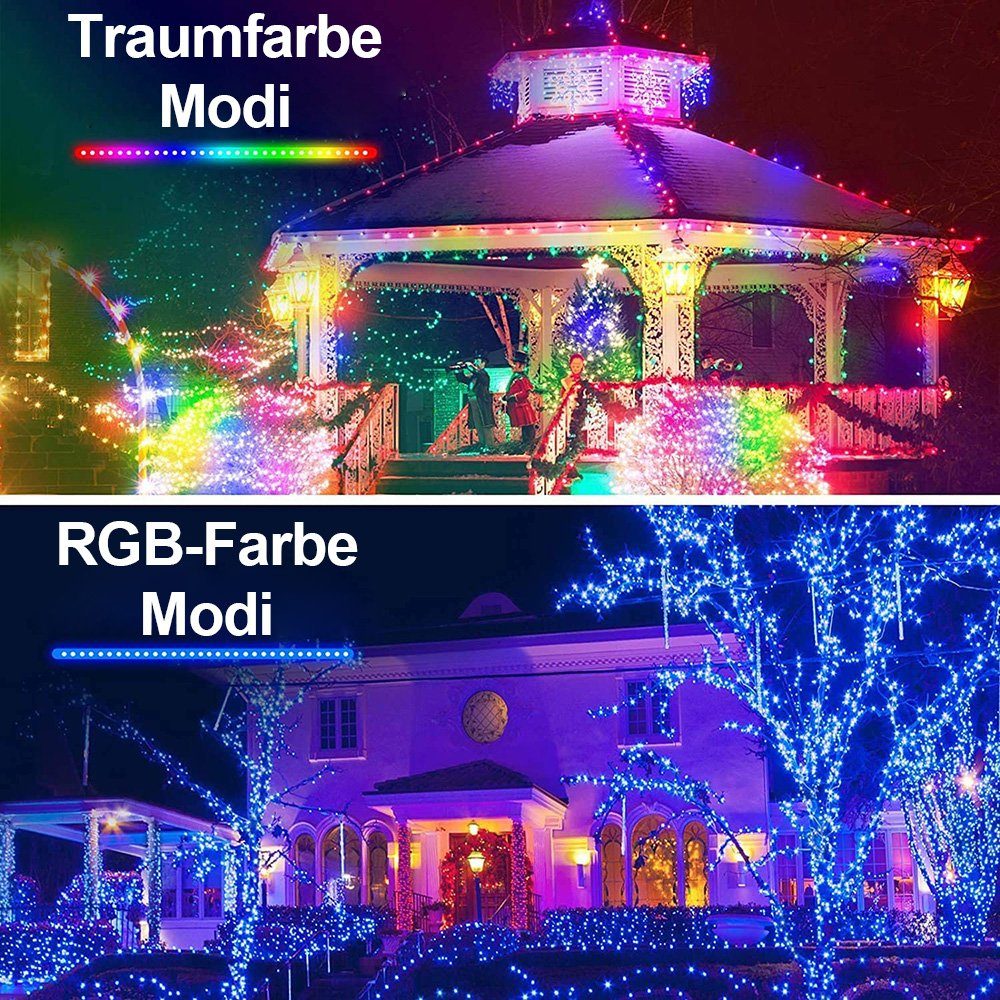 Rosnek LED-Lichterkette 50-flammig, Weihnachtsdekoration, IP65 Fernbedienung Kupferdraht wasserdichte; Party RGBW, Licht, Smart
