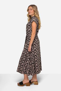 Laurasøn Sommerkleid Leinenmix-Kleid Zebra-Stil Print Hemdkragen