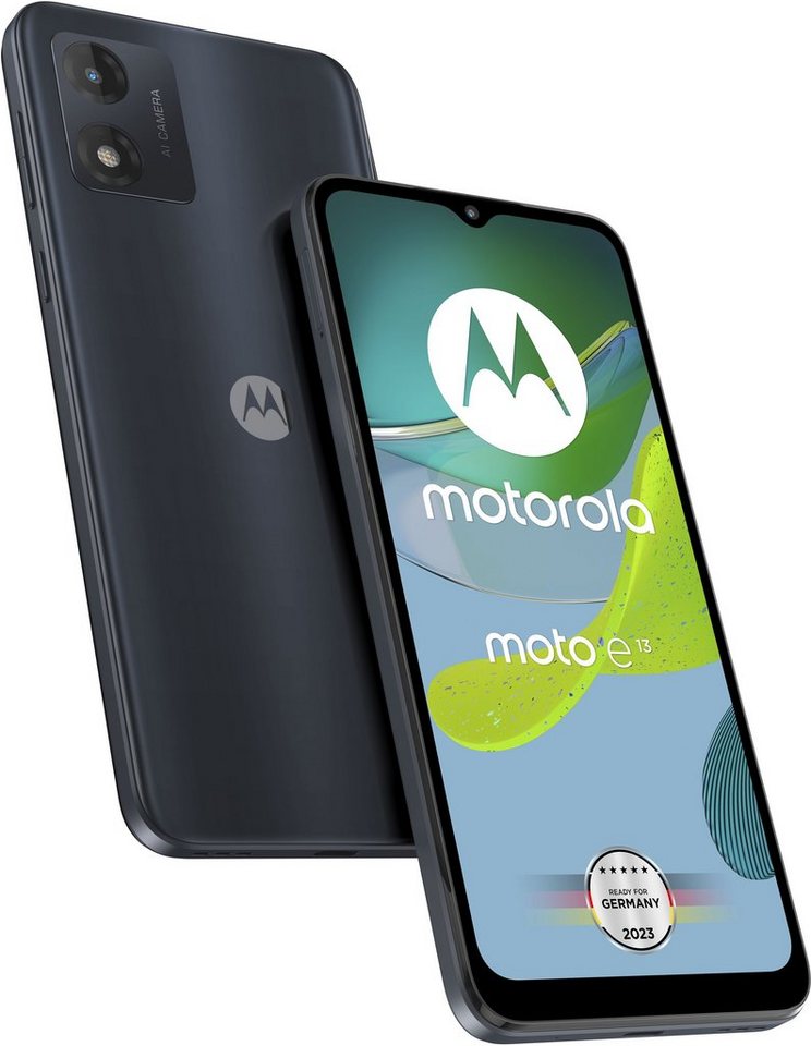 Motorola E13 Smartphone (16,56 cm/6,52 Zoll, 64 GB Speicherplatz, 13 MP  Kamera), Hauptkamera: 13-MP und Frontkamera: 5 MP Selfie-Kamera