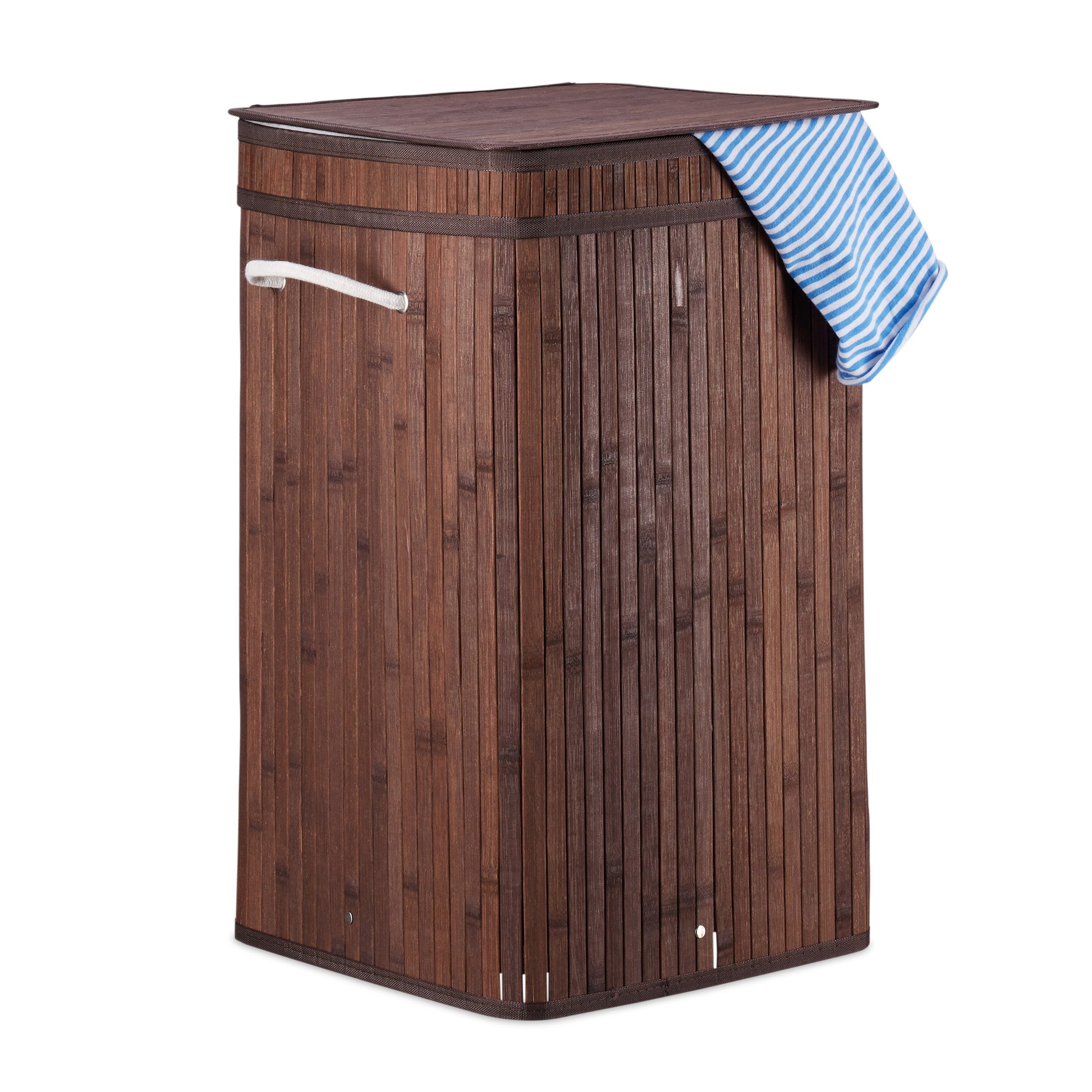 relaxdays Wäschekorb Faltbarer Wäschekorb Bambus, Braun günstig online kaufen