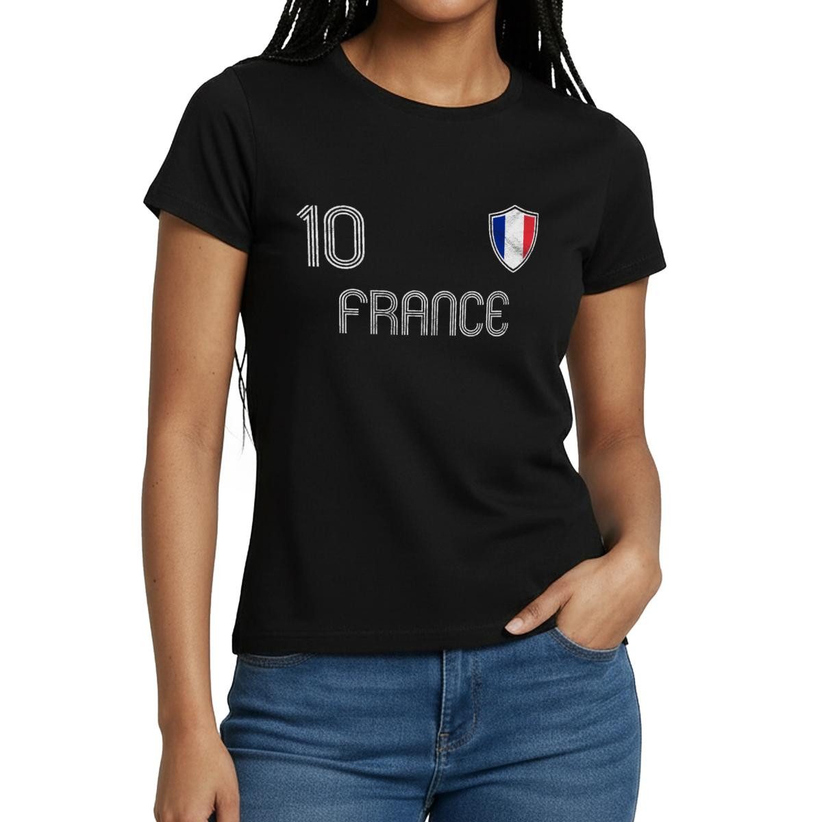 Spreadshirt T-Shirt Frankreich Flagge, Frankreich Trikot Frauen T-Shirt (1-tlg) Slim Fit, fällt klein aus