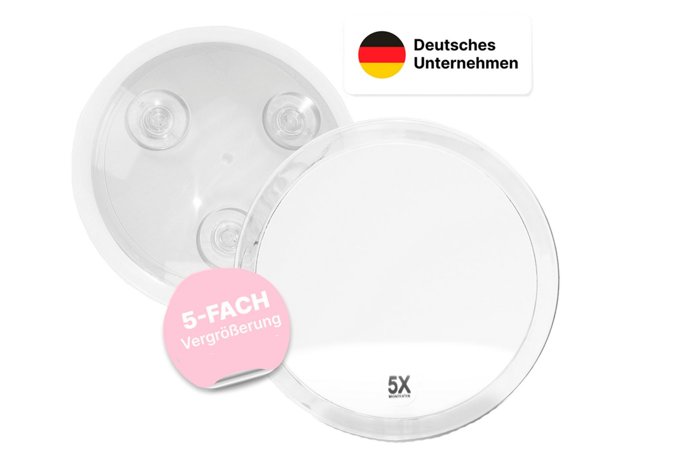 Thumbnail - Fantasia Beauty Badspiegel Spiegel mit 3 Saugnäpfen, Kunststoff, 5-fach-Vergrösserung, Ø 23 cm (1-St), 7-fach Vergrösser...