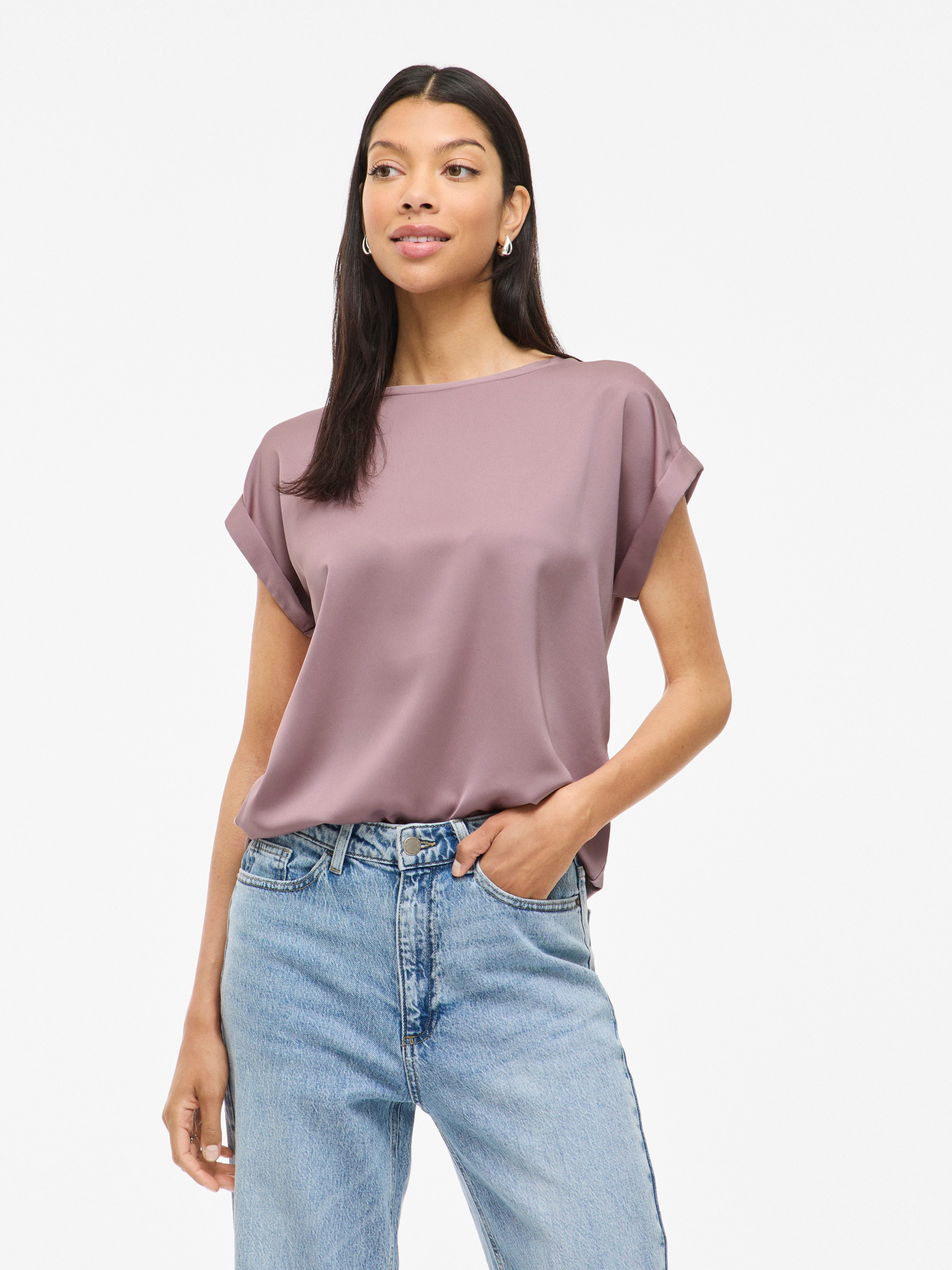Vila Kurzarmshirt VIELLETTE S/S SATIN TOP - NOOS Satin Optik günstig online kaufen