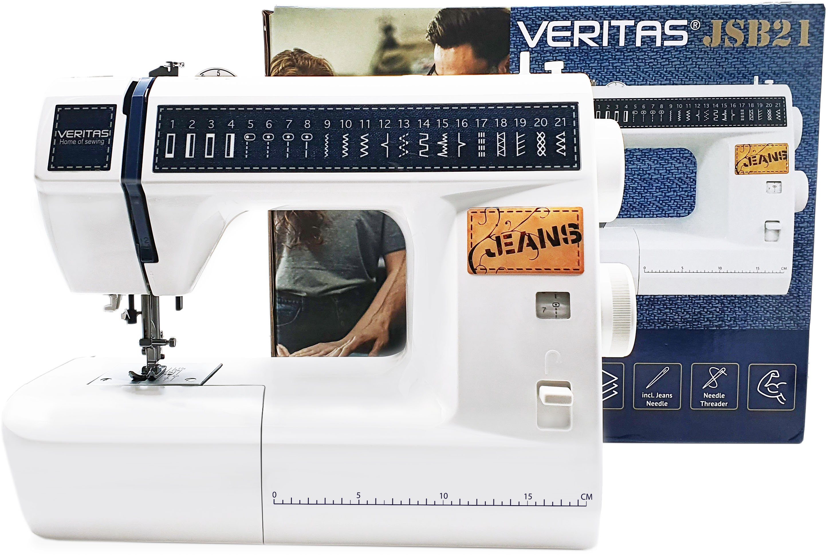 Veritas Freiarm-Nähmaschine JSB21, 21 Sonderklasse der Style Programme, Denim