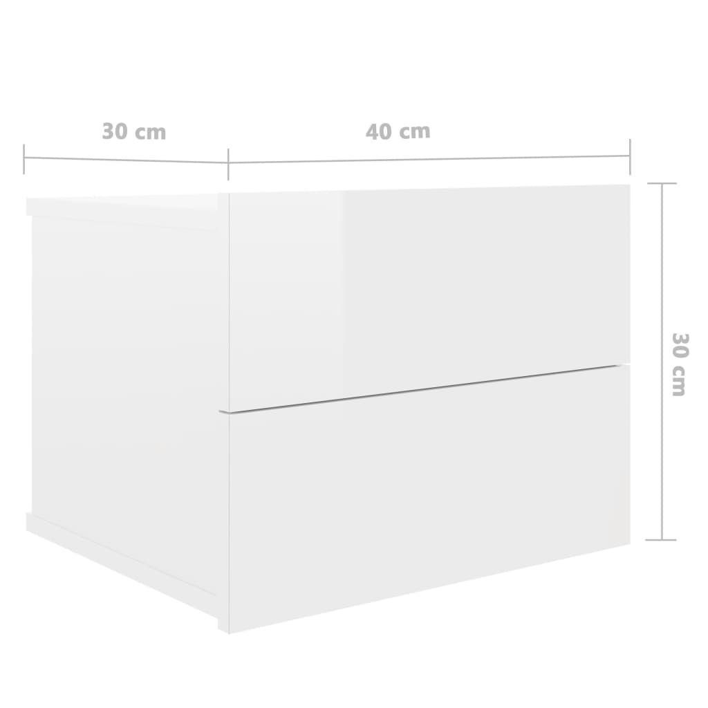 vidaXL Nachttisch Nachttisch Hochglanz-Weiß 40x30x30 Hochglanz-Weiß | Hochglanz-Weiß Holzwerkstoff (1-St) cm