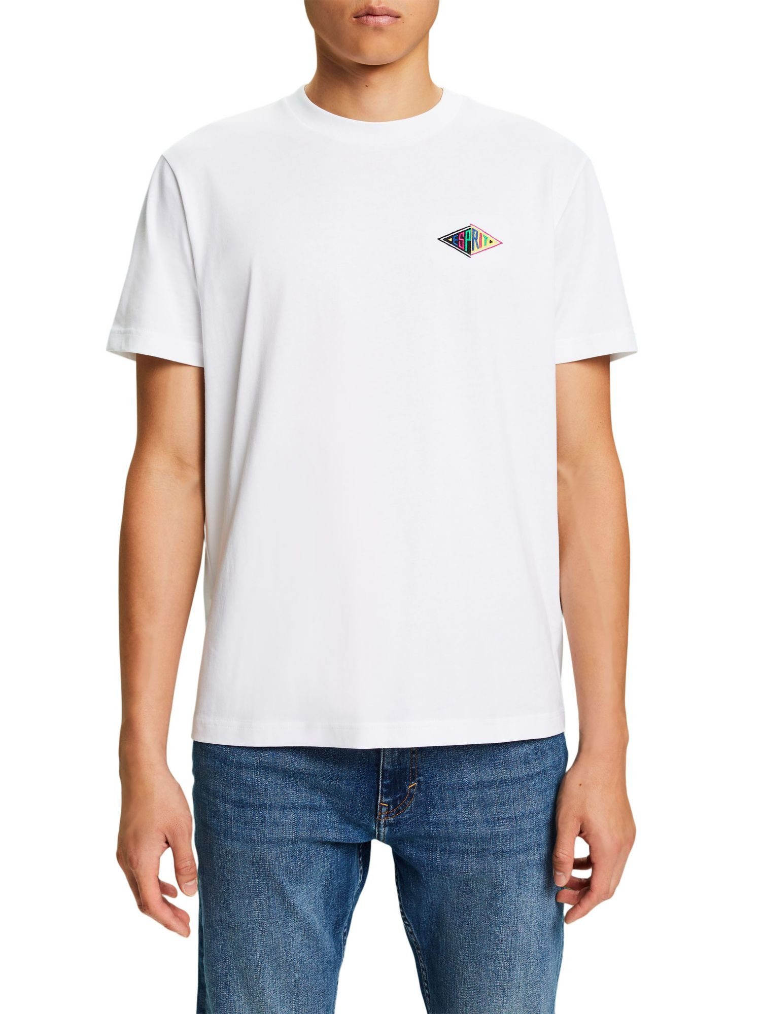 Esprit T-Shirt Logo-T-Shirt aus (1-tlg) Baumwolljersey WHITE