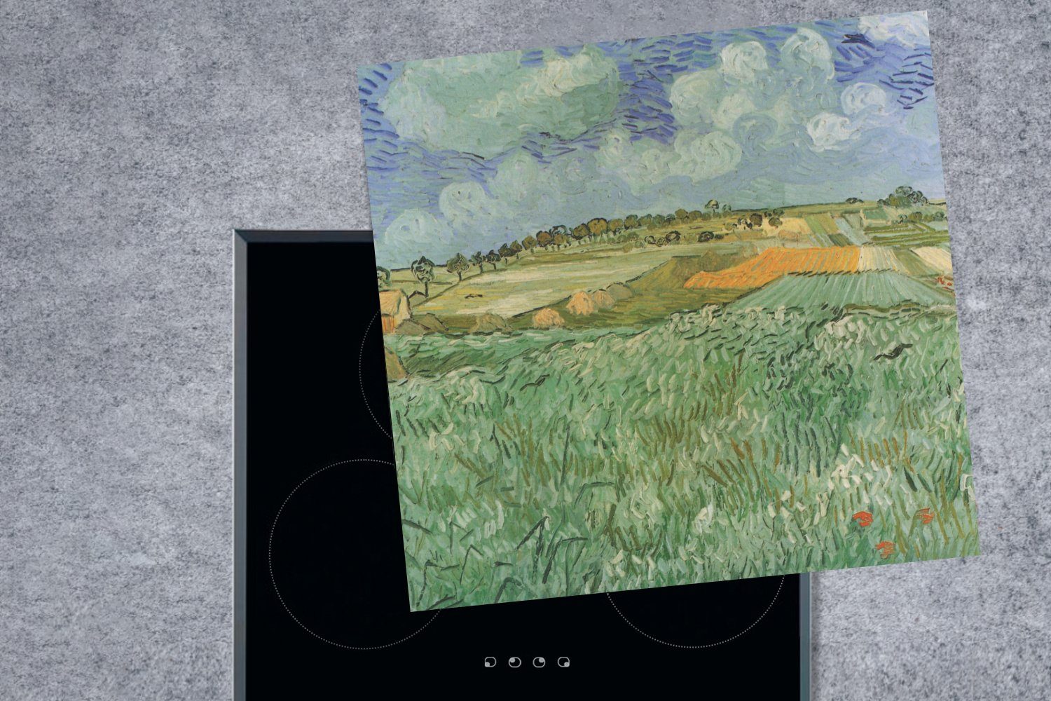 MuchoWow Herdblende-/Abdeckplatte Bei - 78x78 Arbeitsplatte cm, Ceranfeldabdeckung, tlg), Gemälde Gogh, für von van (1 Auvers Vinyl, Vincent küche