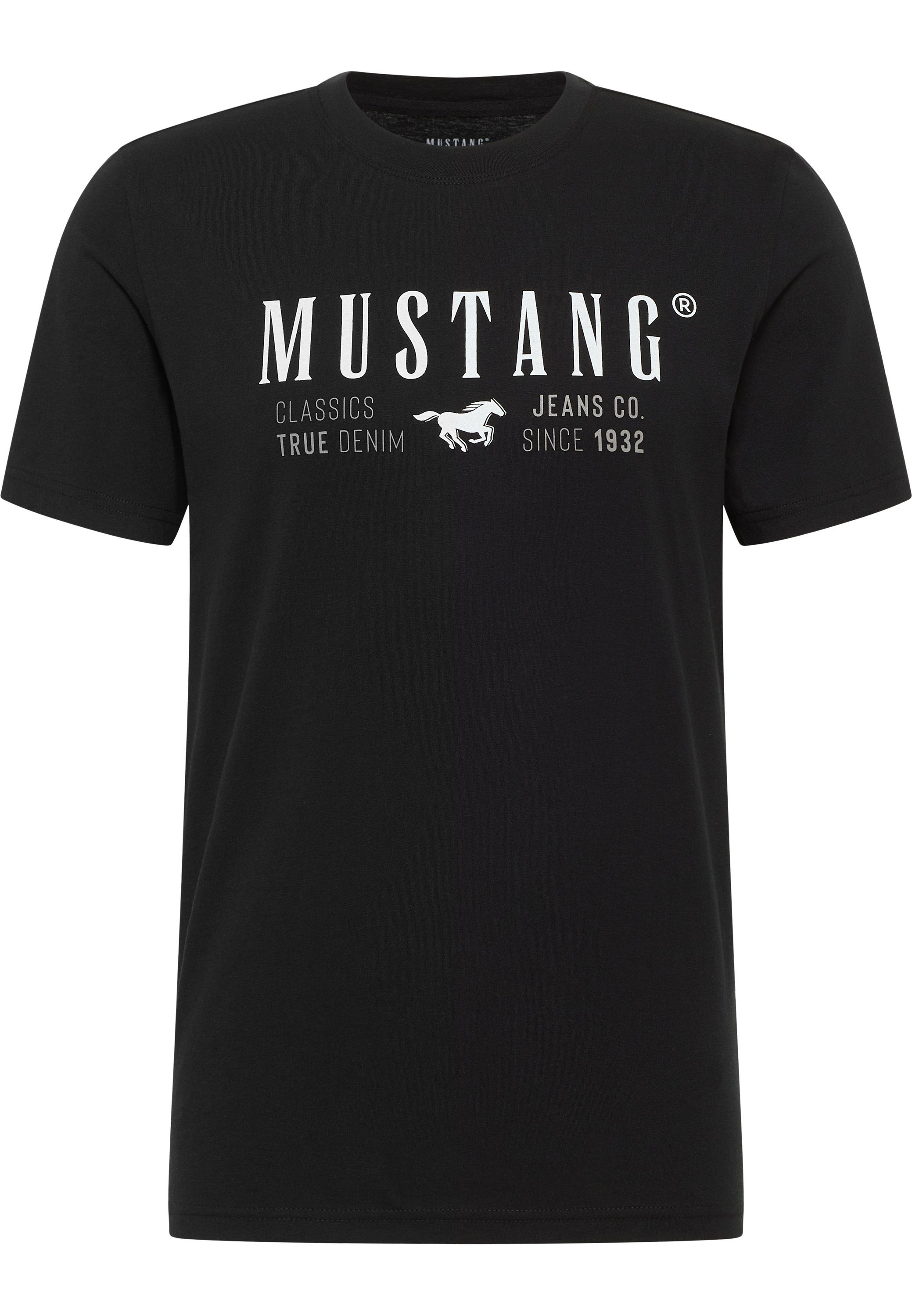 Kurzarmshirt schwarz Print-Shirt Mustang MUSTANG
