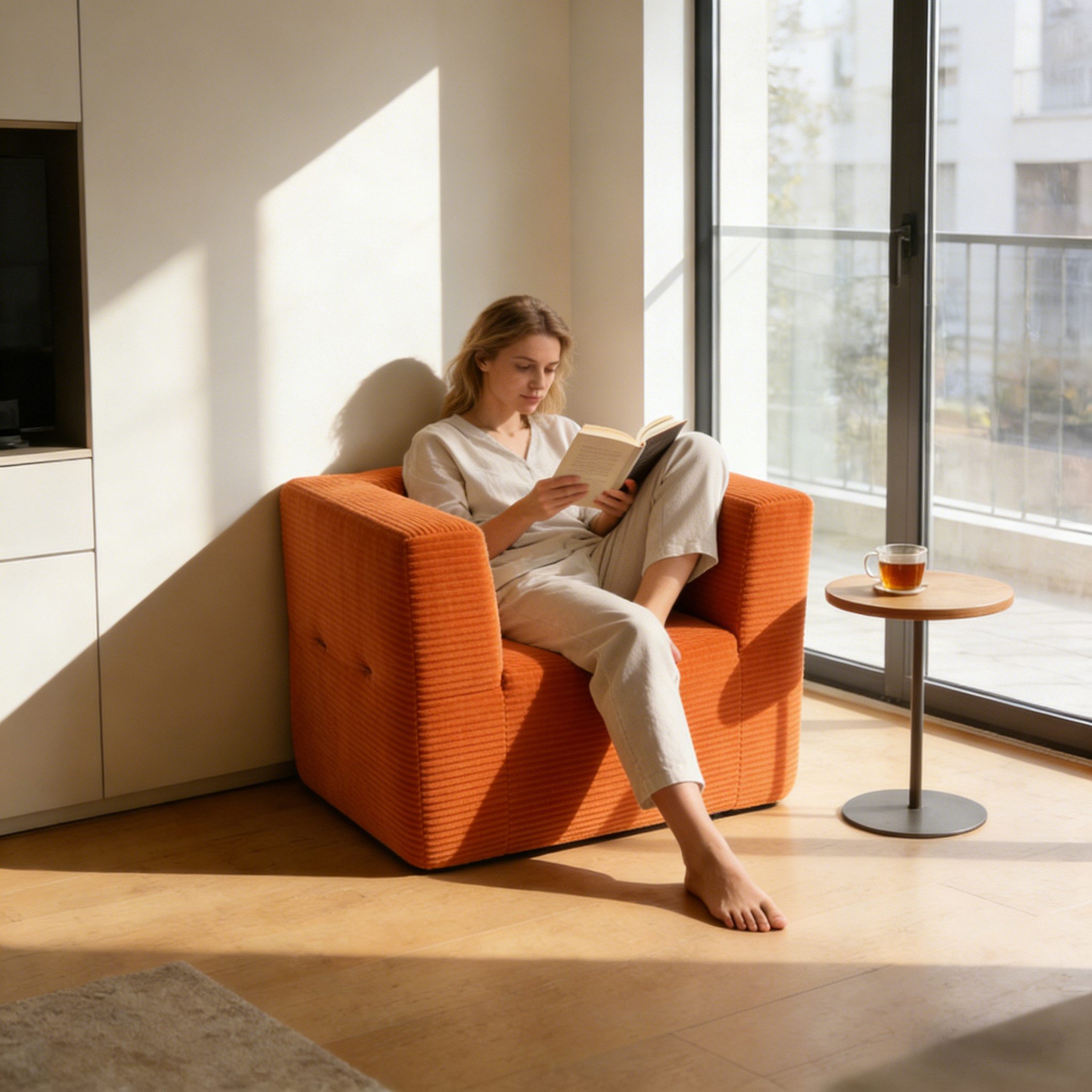 Happy Home Sofa Modernes Einzelsofa mit verstellbarer Rückenlehne armloser Relaxsessel