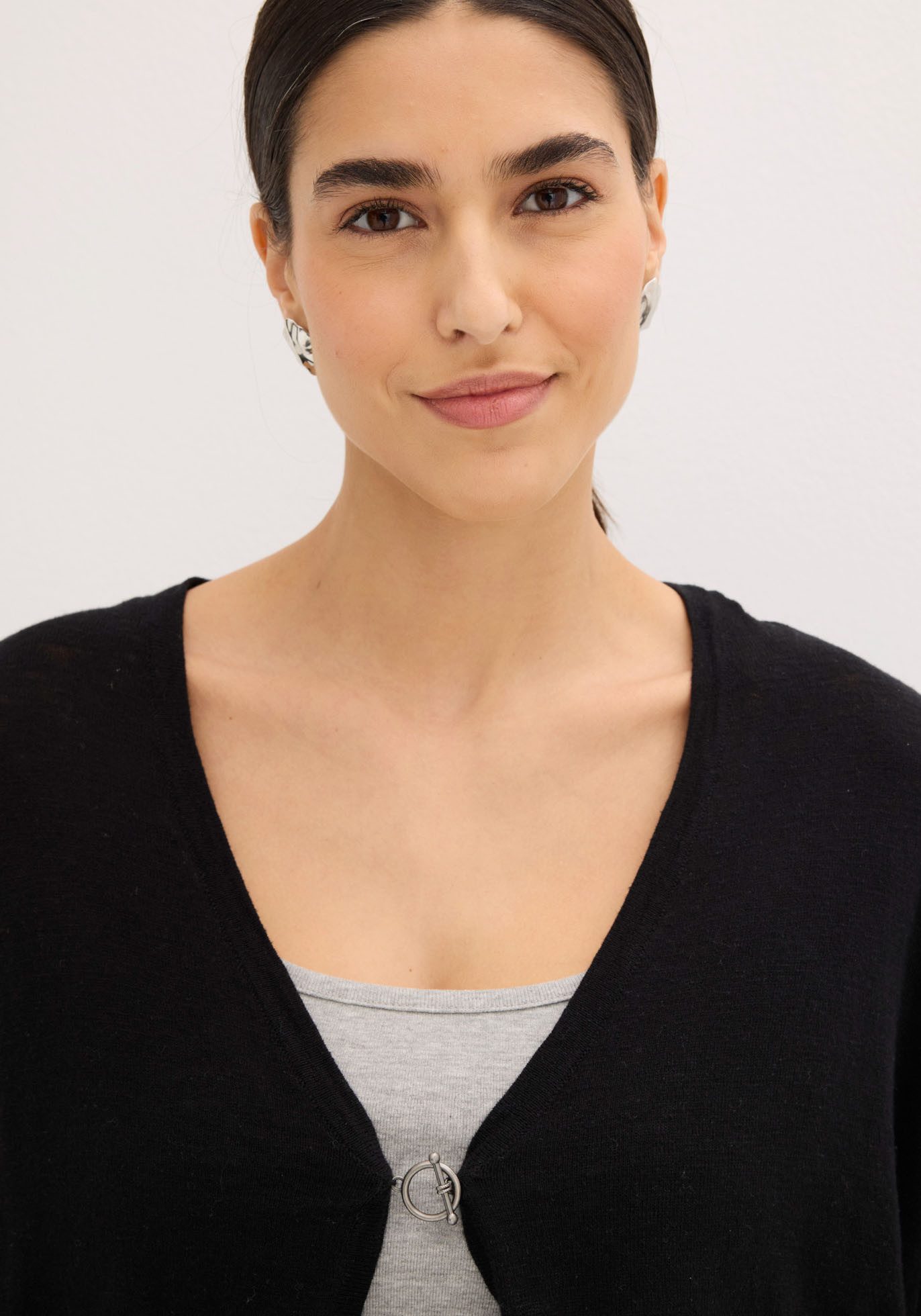 bonprix Strickjacke Oversize-Passform, 3/4-Ärmel, eleganter Stil, aus Baumwolle