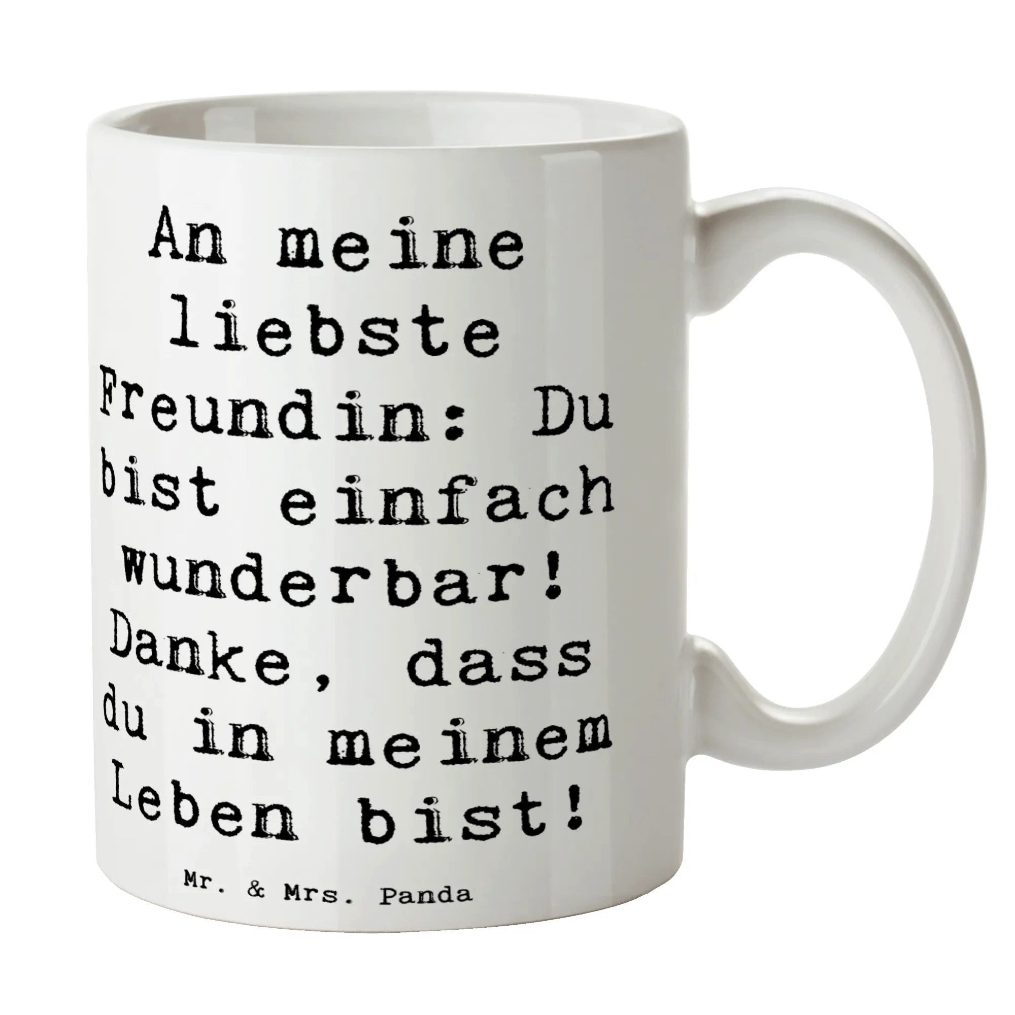 Mr. & Mrs. Panda Tasse Spruch Liebste Freundin - Weiß - Geschenk, Wertschätzung, Tasse mit Z, 1-tlg., Keramik, Glänzende Oberfläche