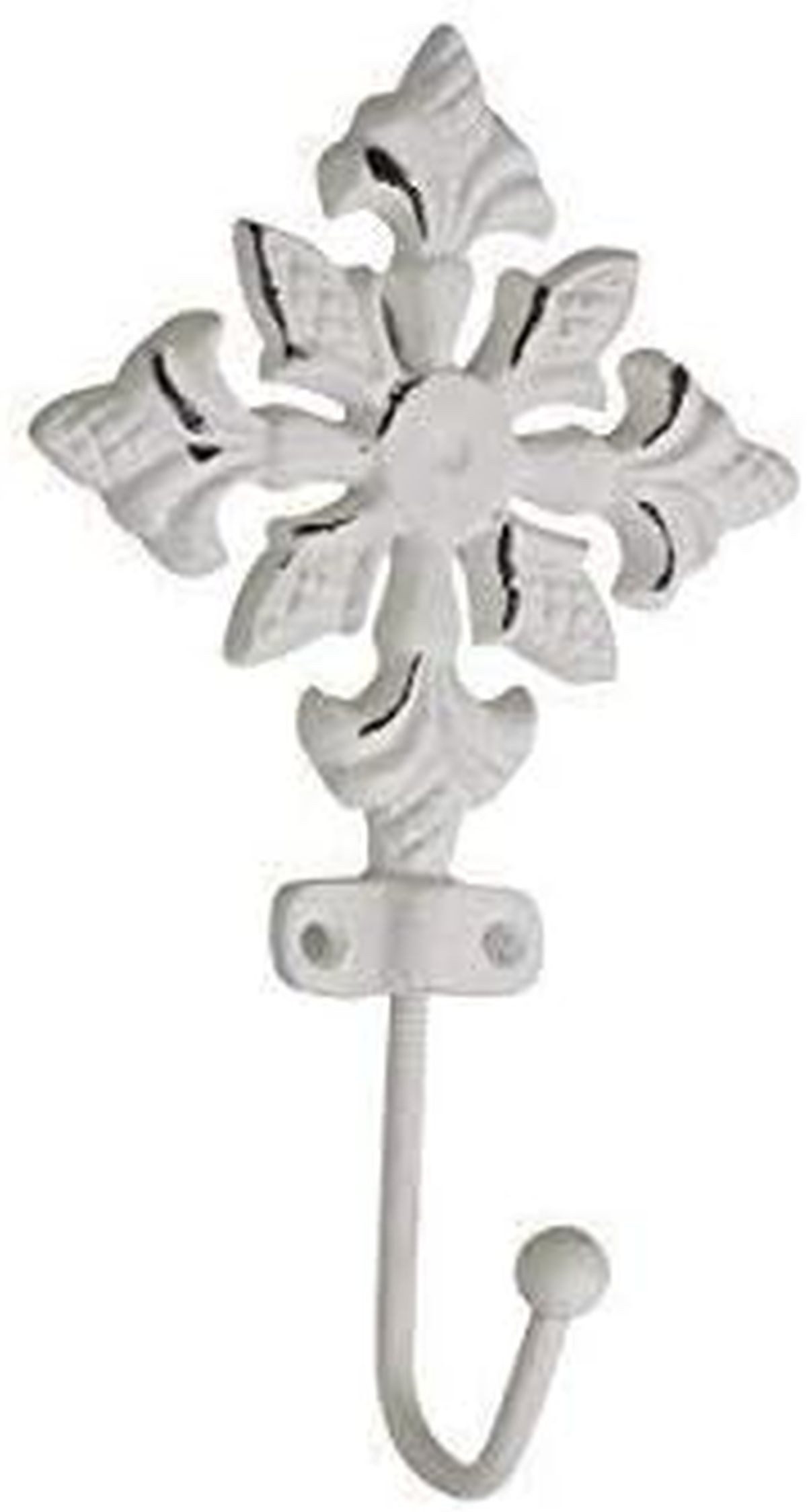 Chic Antique Kleiderhaken Garderobenhaken Gusseisen Doppelhaken Wandhaken grau patiniert, Alle Räume, Indoor, Outdoor, Gusseisen mit Porzellanknauf
