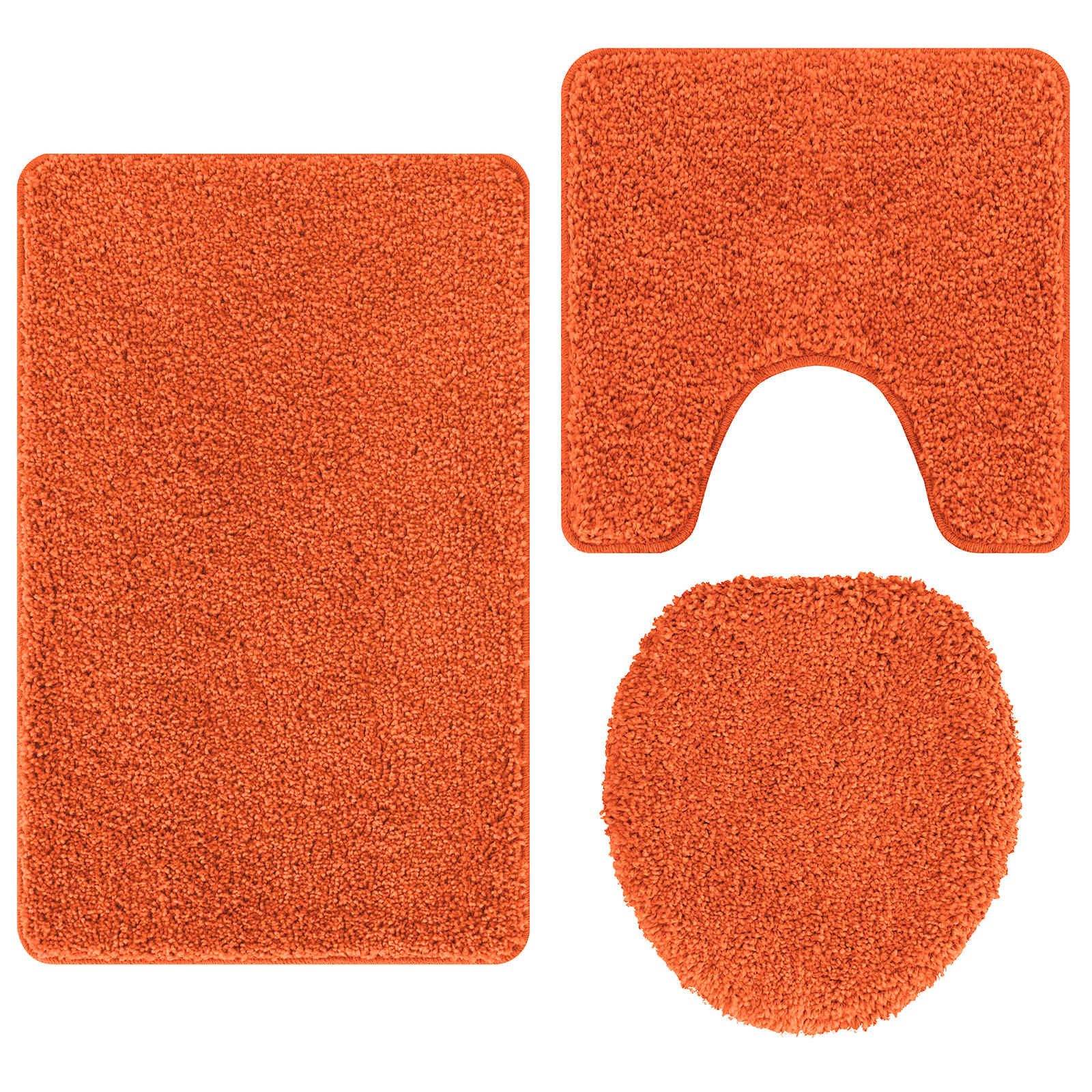 vidaXL Badematte Anti-Rutsch Badematten-Set 3 stk. Orange 50 x 80 cm PP, Höhe 0.2 mm, Polypropylen