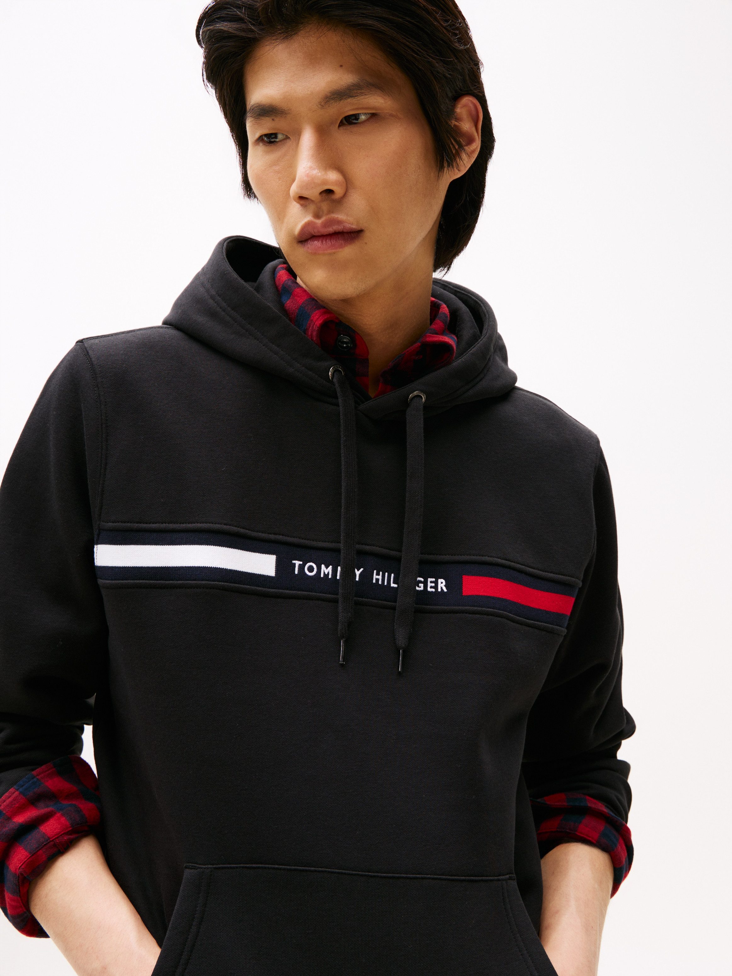 Tommy Hilfiger Kapuzensweatshirt HILFIGER CHEST INSERT unifarben, casual, regular fit, Baumwollmix, Kapuze – Bild 2 von 5