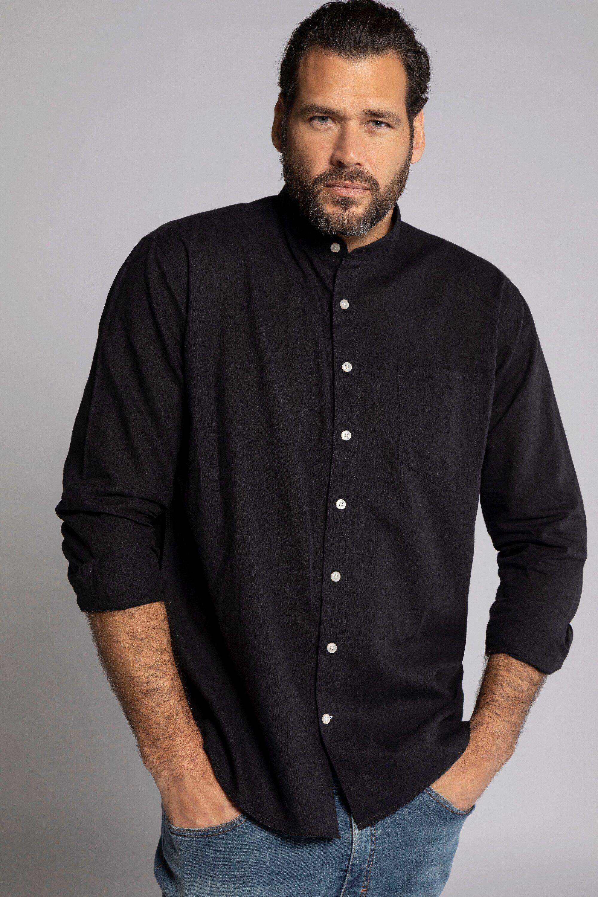 JP1880 Businesshemd JP1880 Hemd Langarm Leinenmix Stehkragen bis 8 XL günstig online kaufen