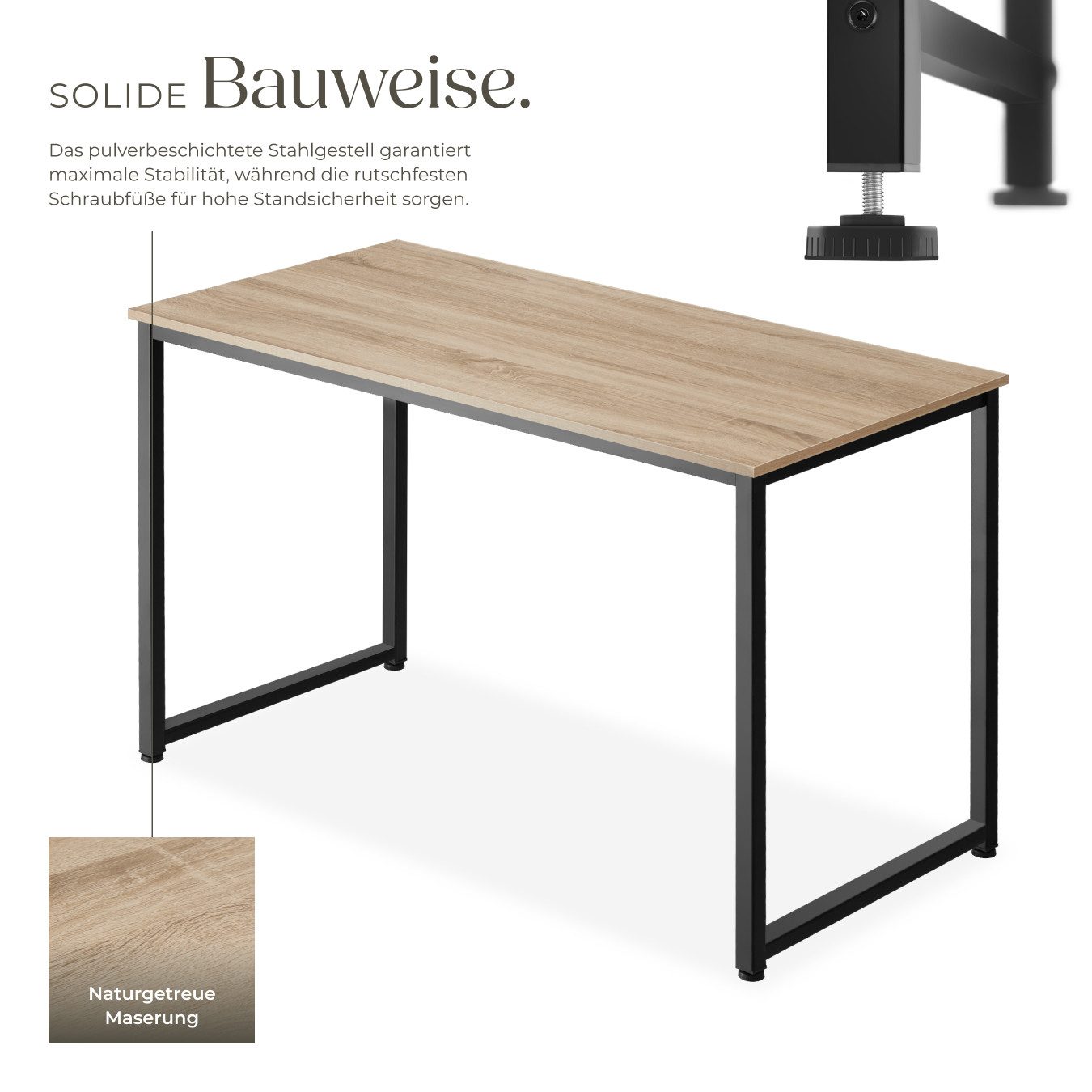 tectake Schreibtisch Flint (1-St., 1 tlg), Schnörkelloser Schreibtisch im rustikalen Industrial Style