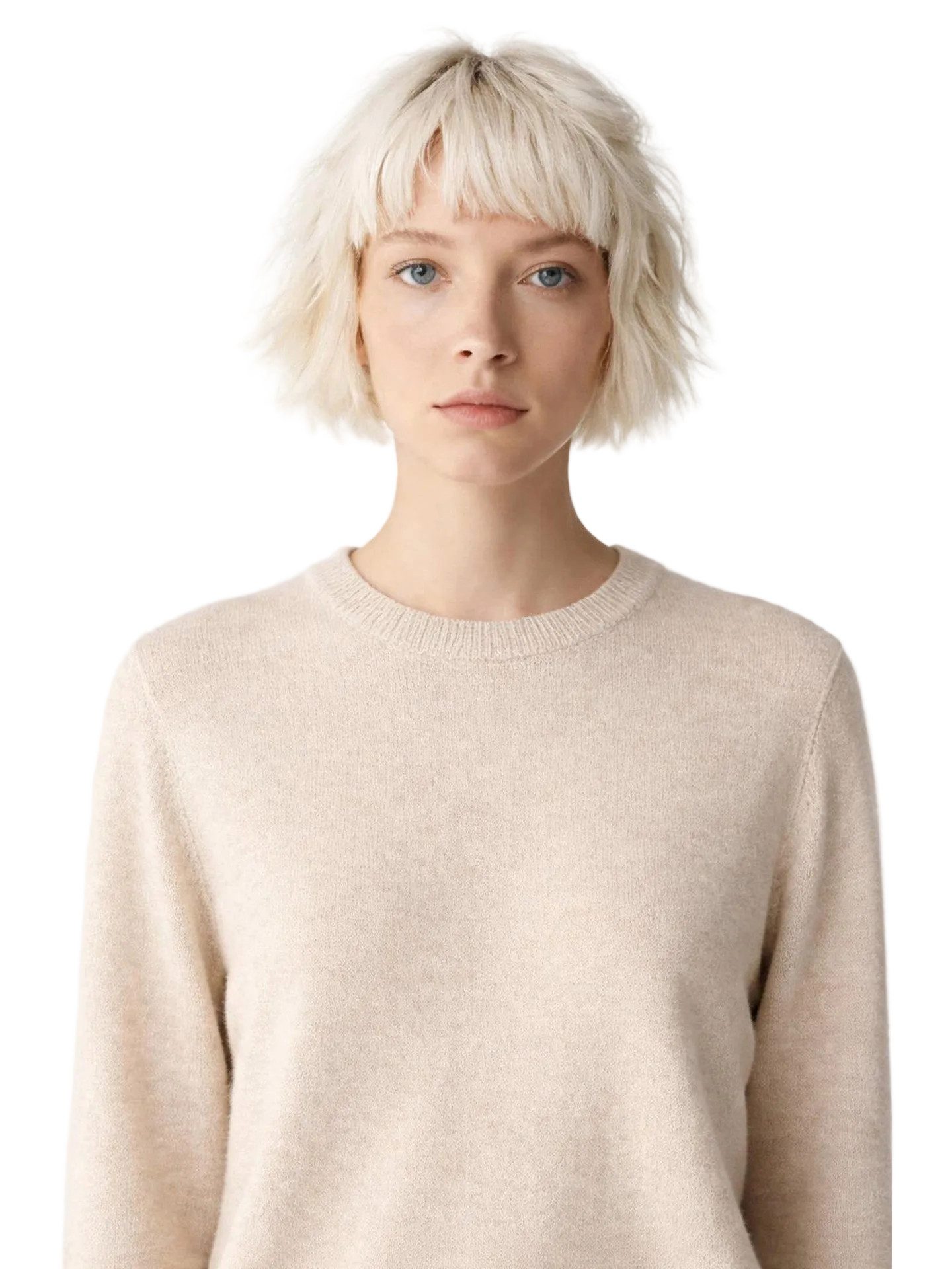 Rundhalspullover Basic R-Ausschnitt Kaschmirpullover