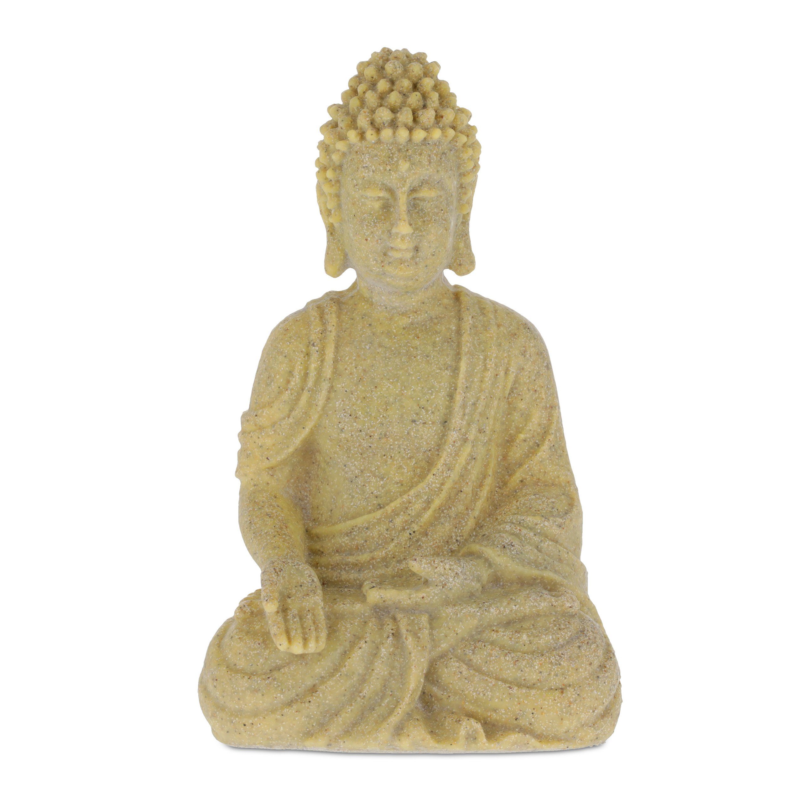 relaxdays Buddhafigur Buddha Figur sitzend 30 cm, Sand Beige