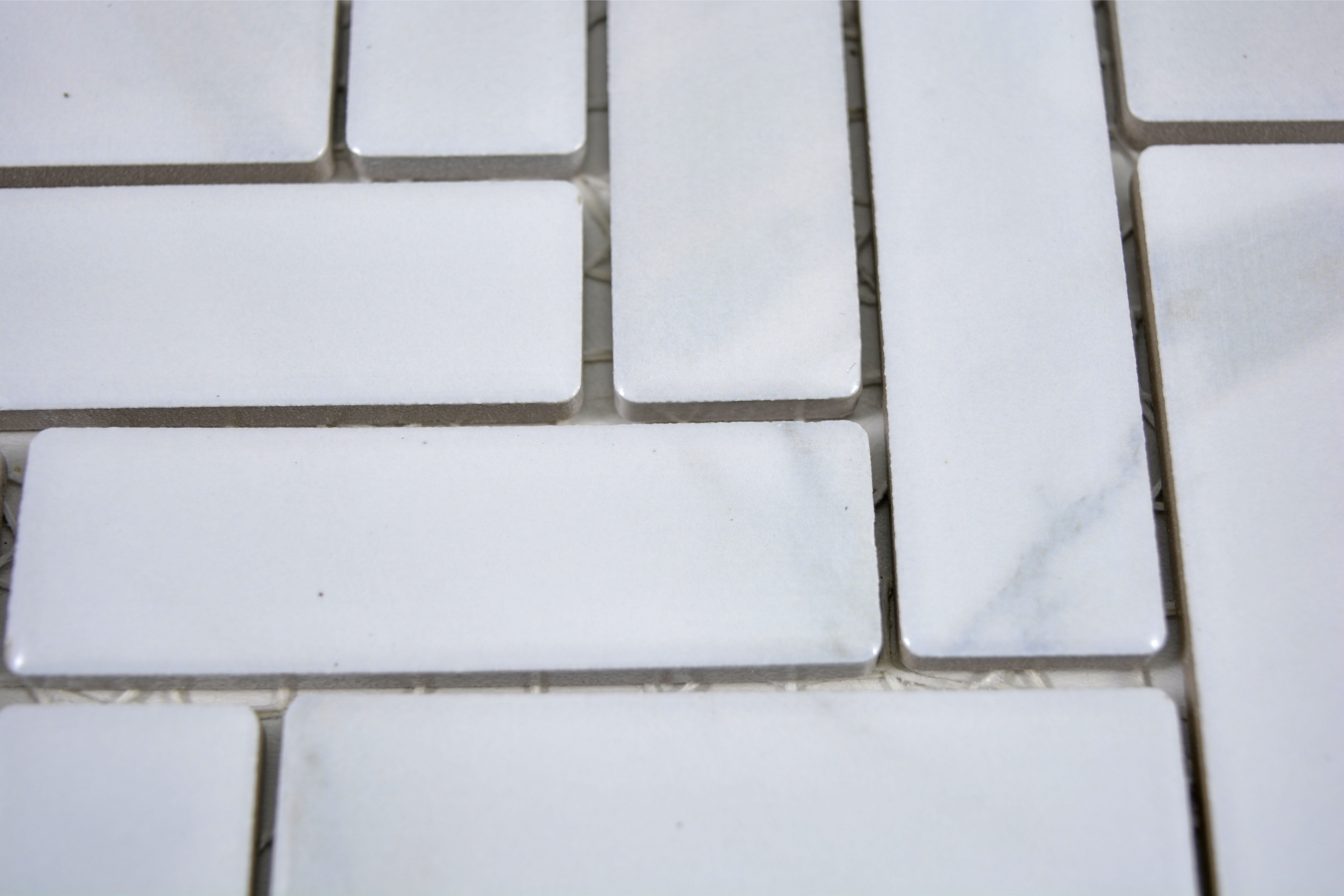 Mosani Mosaikfliesen Fischgrät Mosaikfliese Keramik Steinoptik weiß Fliesenspiegel Küche