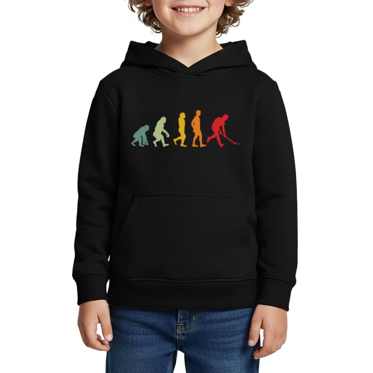 Spreadshirt Hoodie Feldhockey Evolution REGULAR FIT Kinder/Teenager Premium Bio Hoodie (1-tlg)