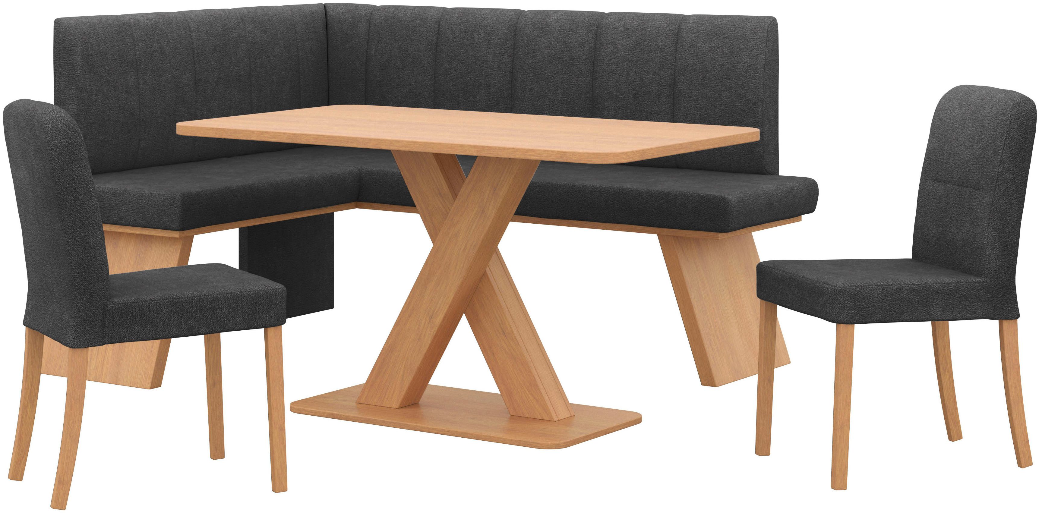 Home affaire Eckbankgruppe Nina, (Set, 4-tlg., 4er), Sitzgruppe Esszimmer Stühle Tisch und Bank bequem gepolstert
