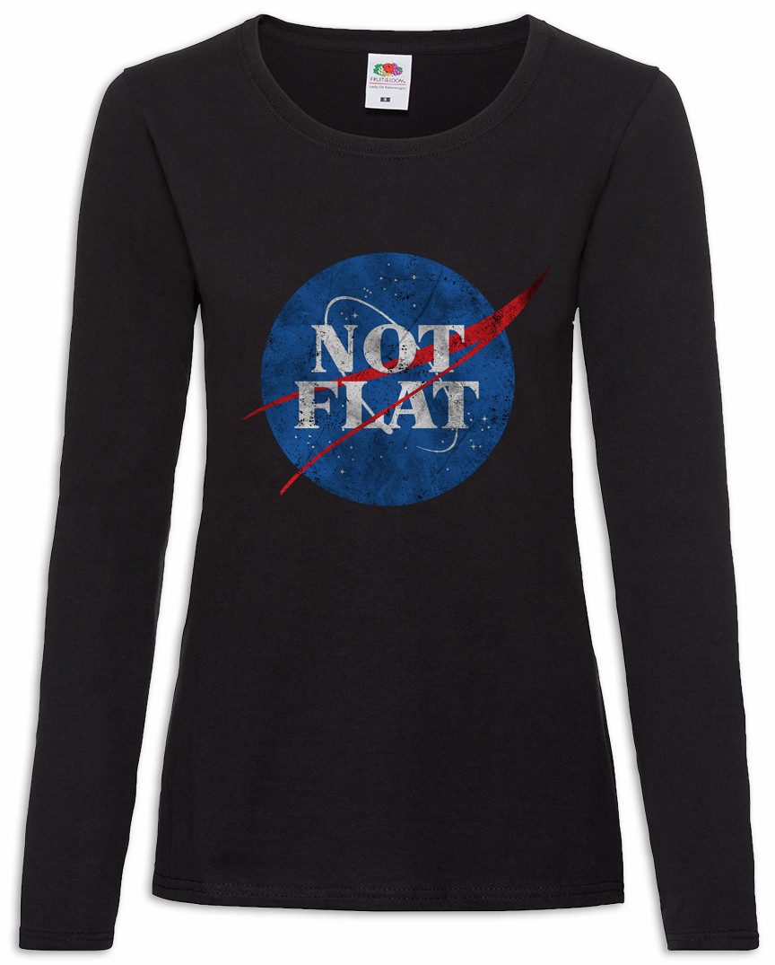 Langarmshirt Not Flat Space Logo Damen Langarmshirt Flache Earth Erde Scheibe