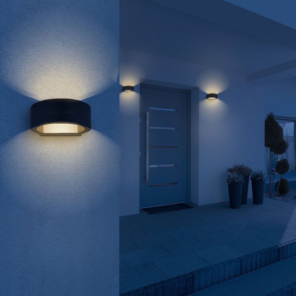 Globo LED Wandleuchte, Lampe Außenleuchte Wandleuchte & LED Schwarz-matt DOWN Gartenlampe UP