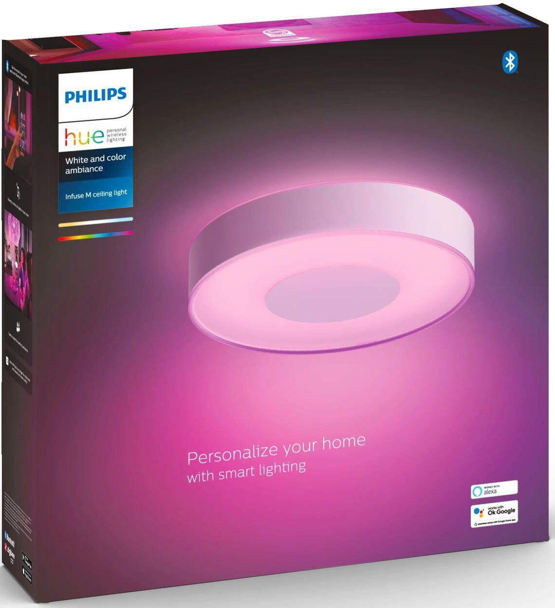 LED Infuse, LED Deckenleuchte Philips Hue Farbwechsler integriert, Dimmfunktion, fest