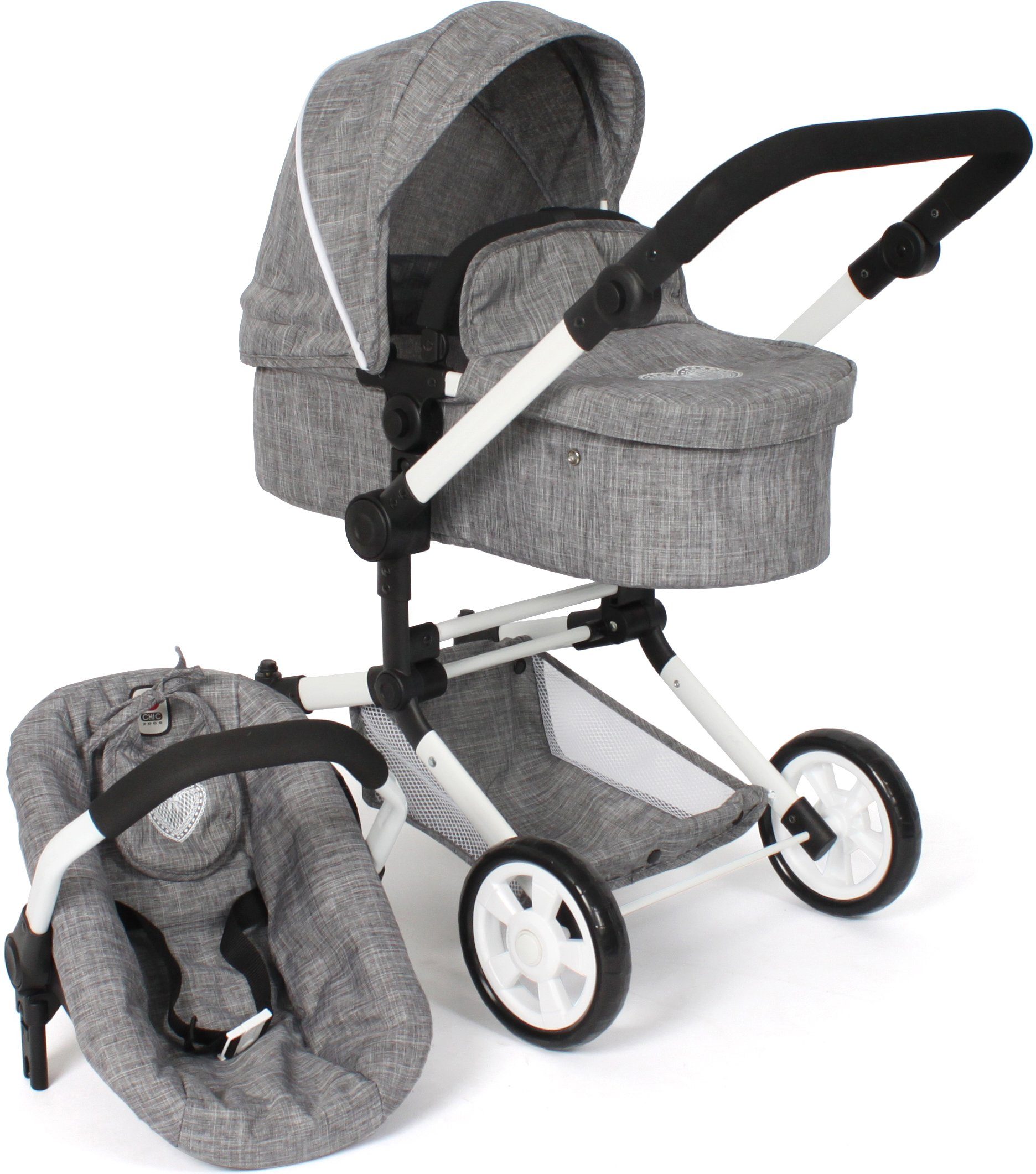 CHIC2000 Kombi-Puppenwagen Linus, Jeans Grey, (Set), mit Babywanne und Auto günstig online kaufen