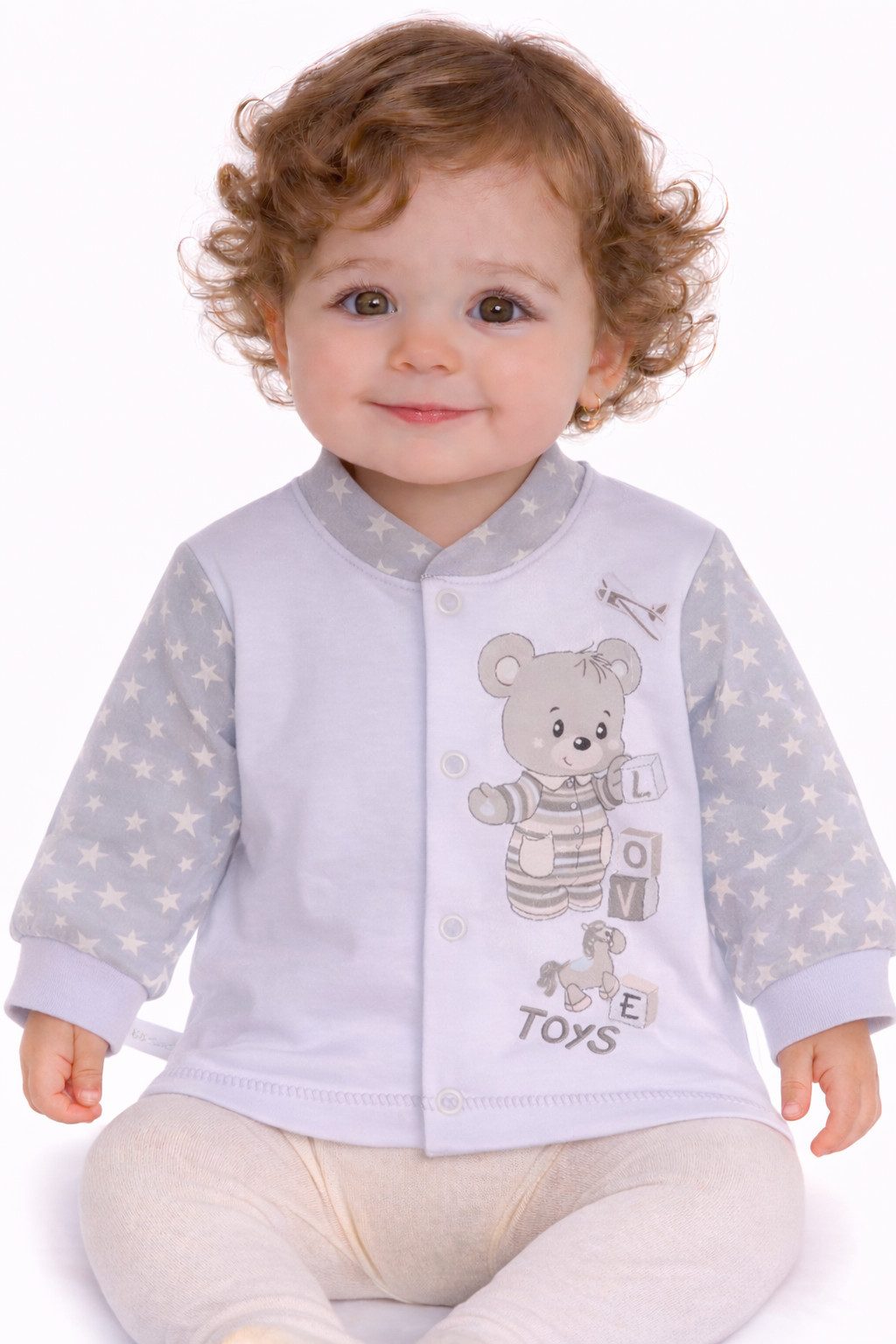 Langarmshirt Baby Hemdchen Shirt langarm in Blau mit Sternchen