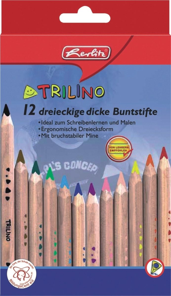 Herlitz Buntstift Buntstifte Jumbo dreikant unlackierten Zedernholz VE=6x 12 Stück
