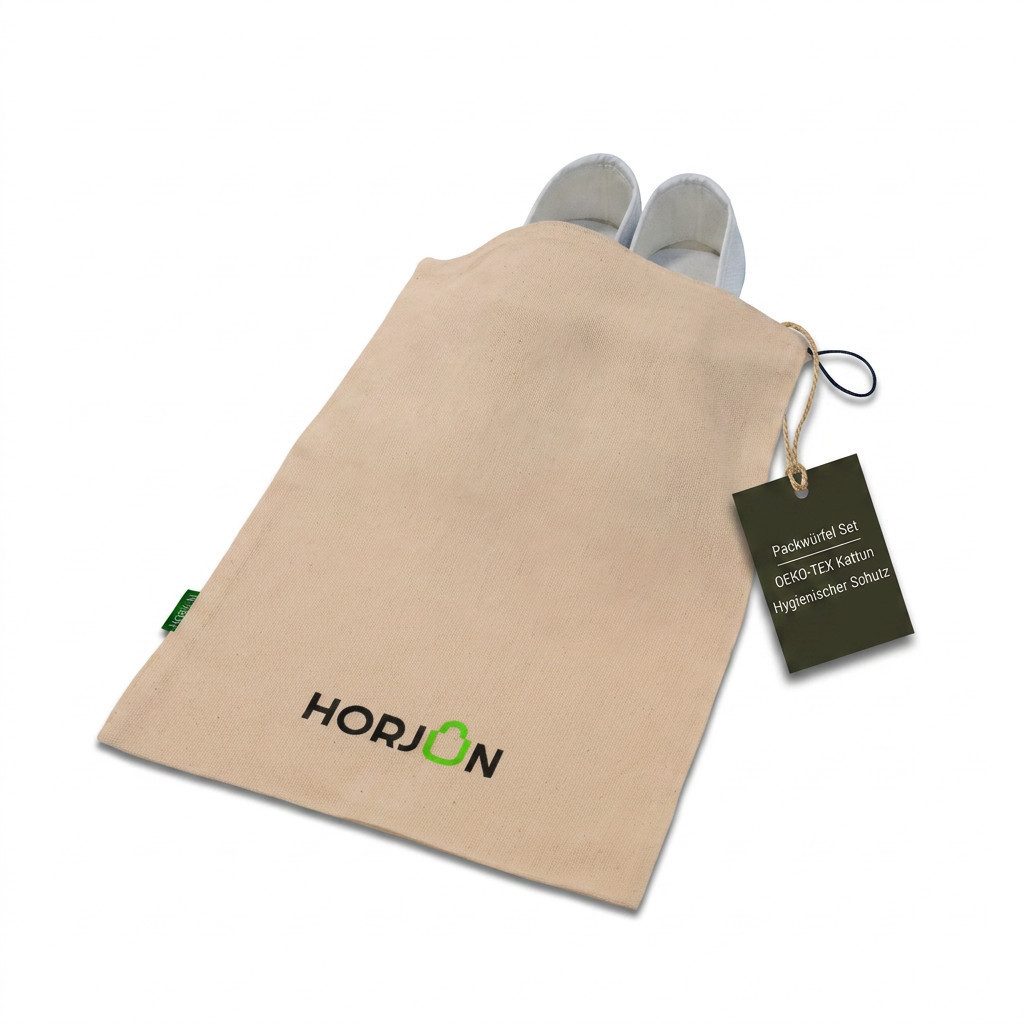 Horjun Schuhbeutel Schuhsack Set - Schuhaufbewahrung für Koffer & Wanderschuhe - Reise 4 Stück Set, Schuhtasche, 100% Baumwolle, Kattun Stoffe