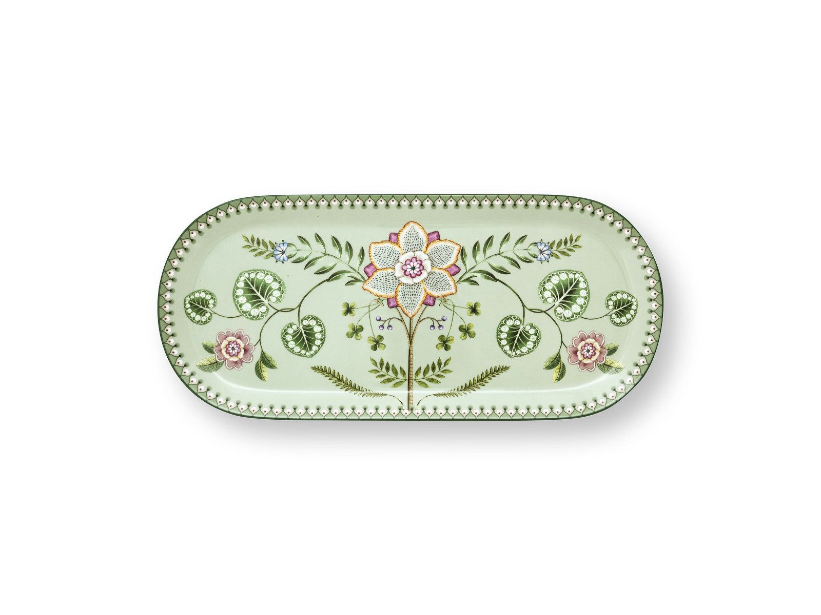 PiP Studio Servierplatte Lily&Lotus Light Green Kuchenplatte 33,3x15,5cm, Porzellan, (Platten)