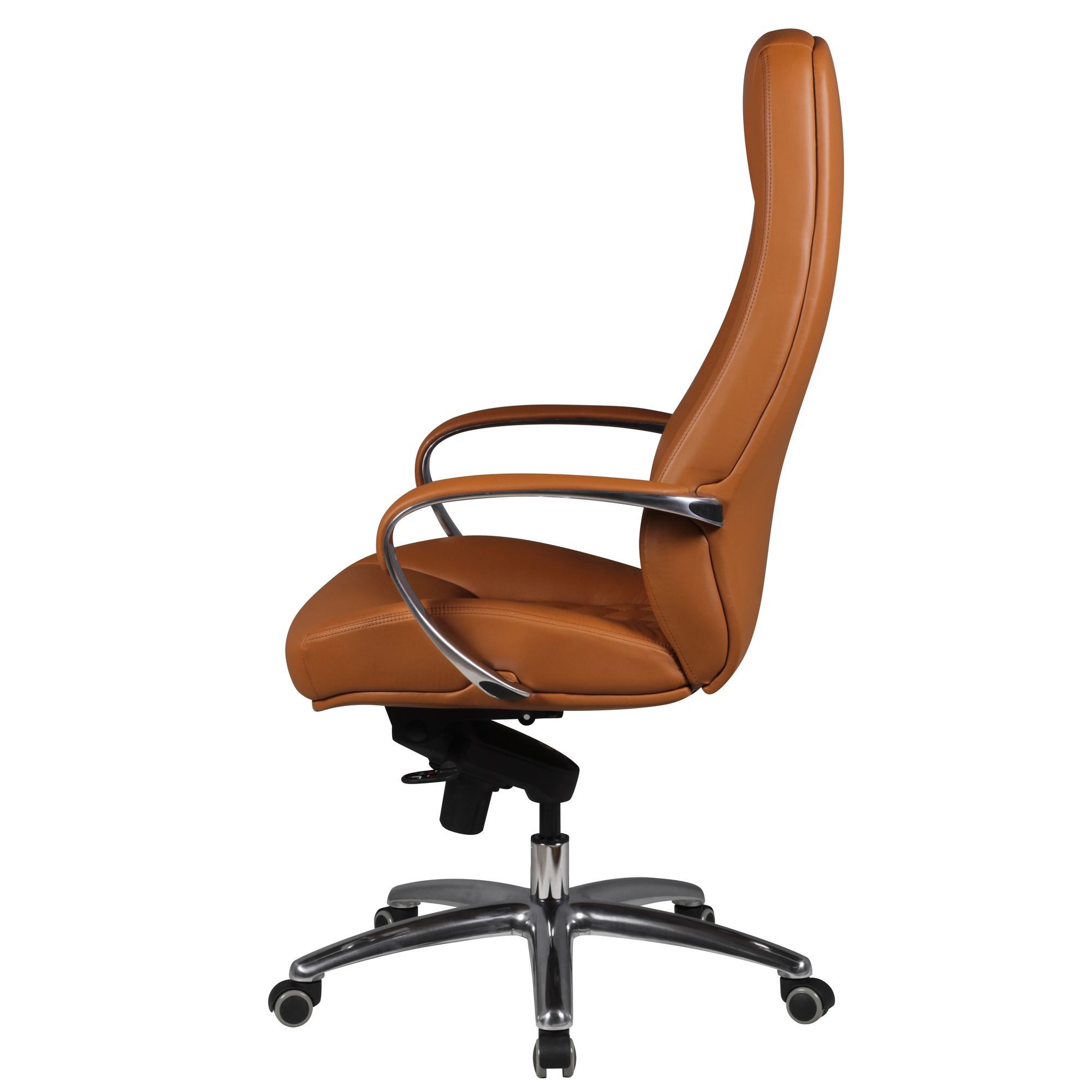 FINEBUY Chefsessel Bürostuhl Echtleder Schreibtischstuhl ergonomisch Drehstuhl (Bürostuhl AUSTIN Echtleder Caramel 120 kg), Schreibtischstuhl Hohe Rückenlehne mit Kopfstütze