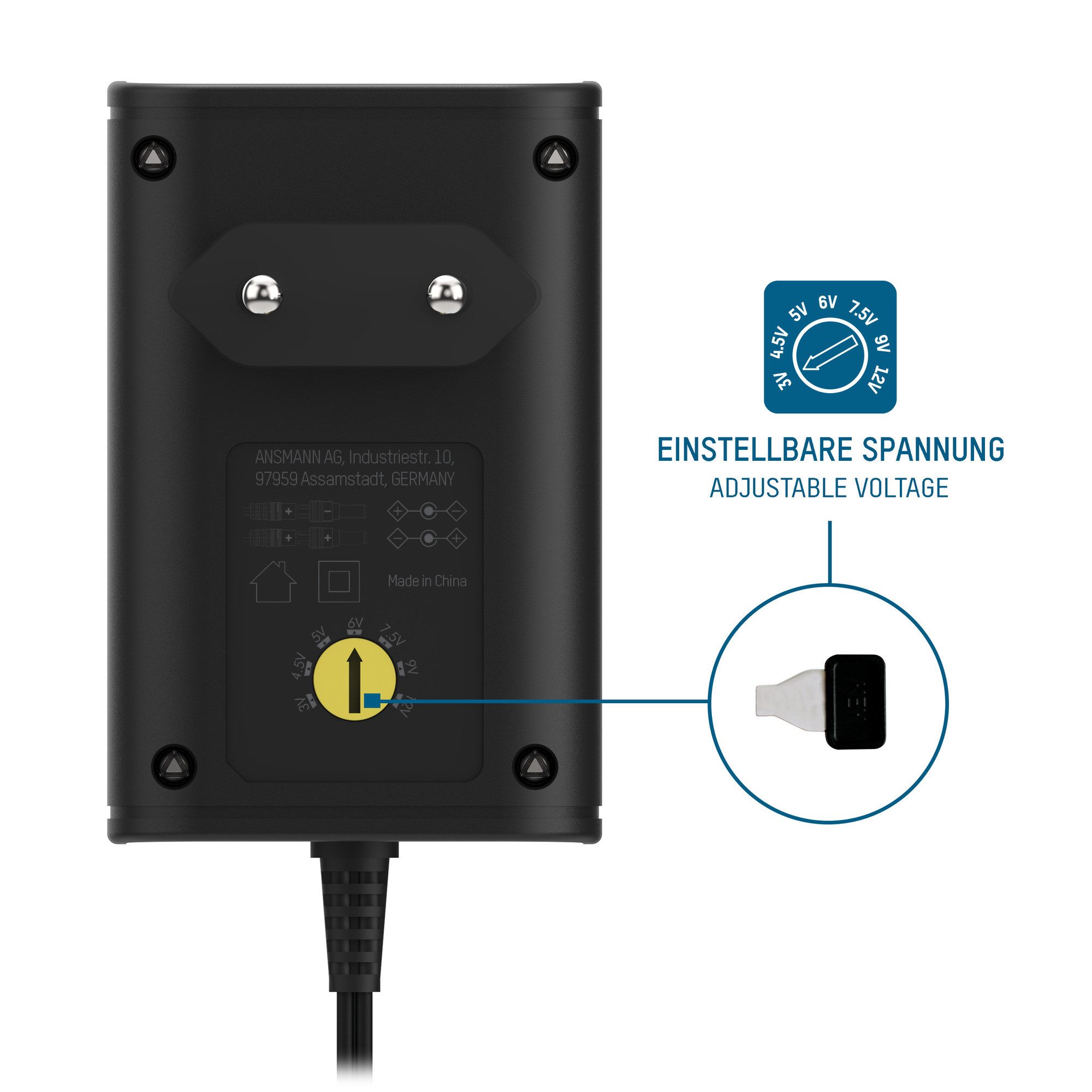 ANSMANN AG APS 1000 Netzteil 12V, Netzstecker bis max 1000mA (7 Adapter) Netzteil
