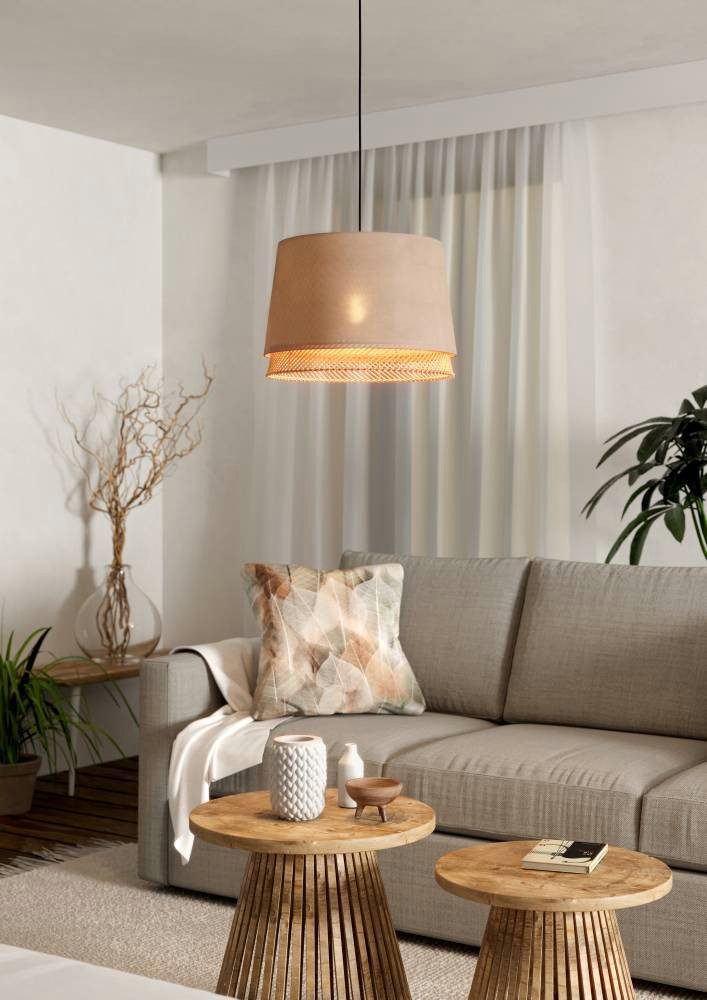 EGLO Hängeleuchte TABLEY Pendellampe, Stahl und Textil, E27, IP20, Esszimmerlampe, Lampe, ohne Leuchtmittel, Hängeleuchte, H110 x Ø38 cm, schwarz, 1X40W exkl.